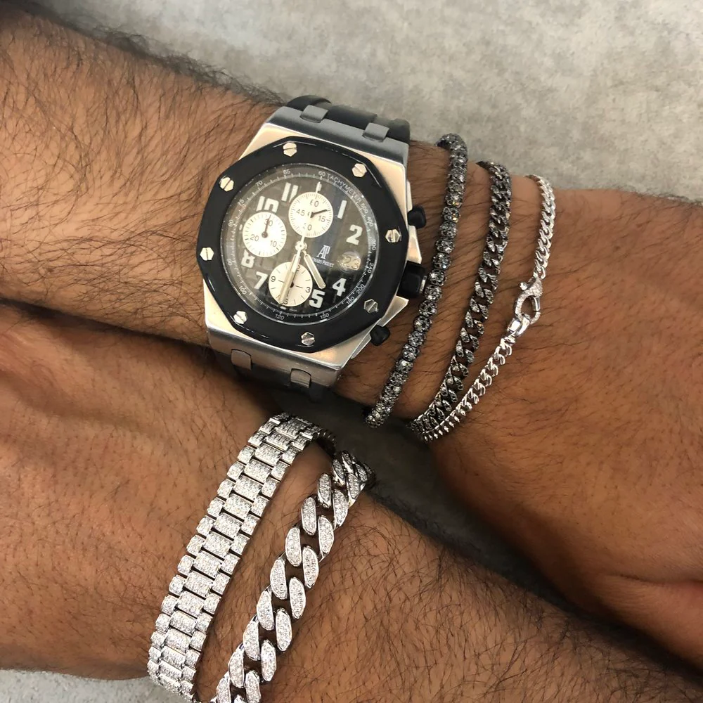 MEN'S SOLID GOLD BABY FLAT LINK BRACELET - Image 6