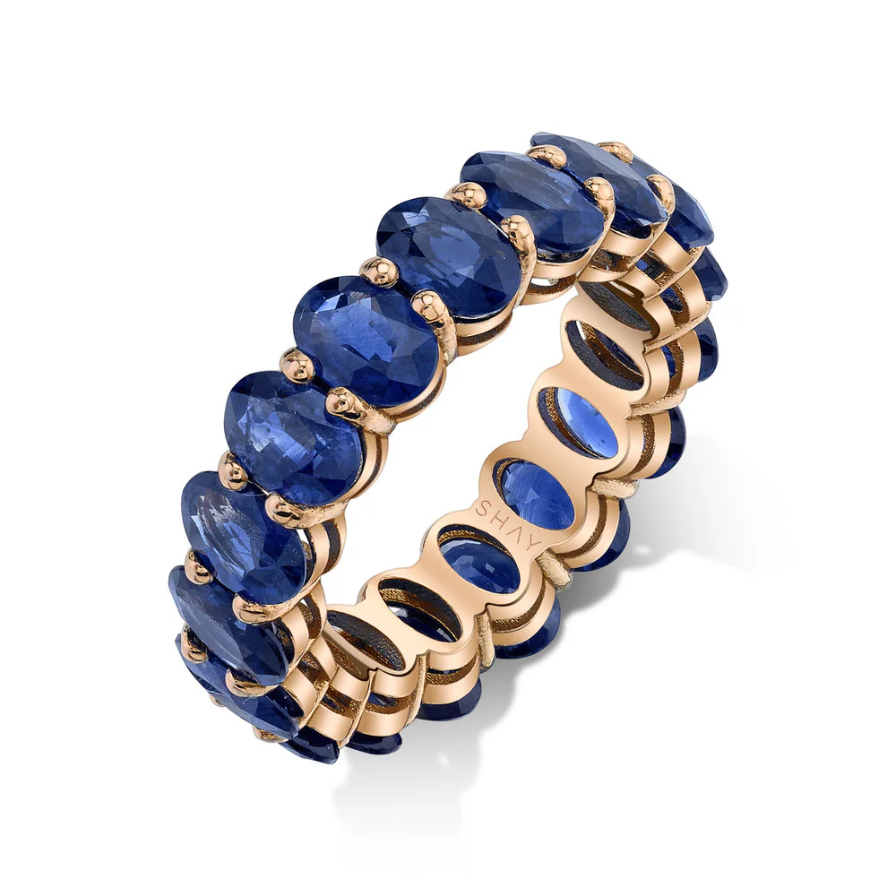 BLUE SAPPHIRE OVAL ETERNITY BAND - Image 3