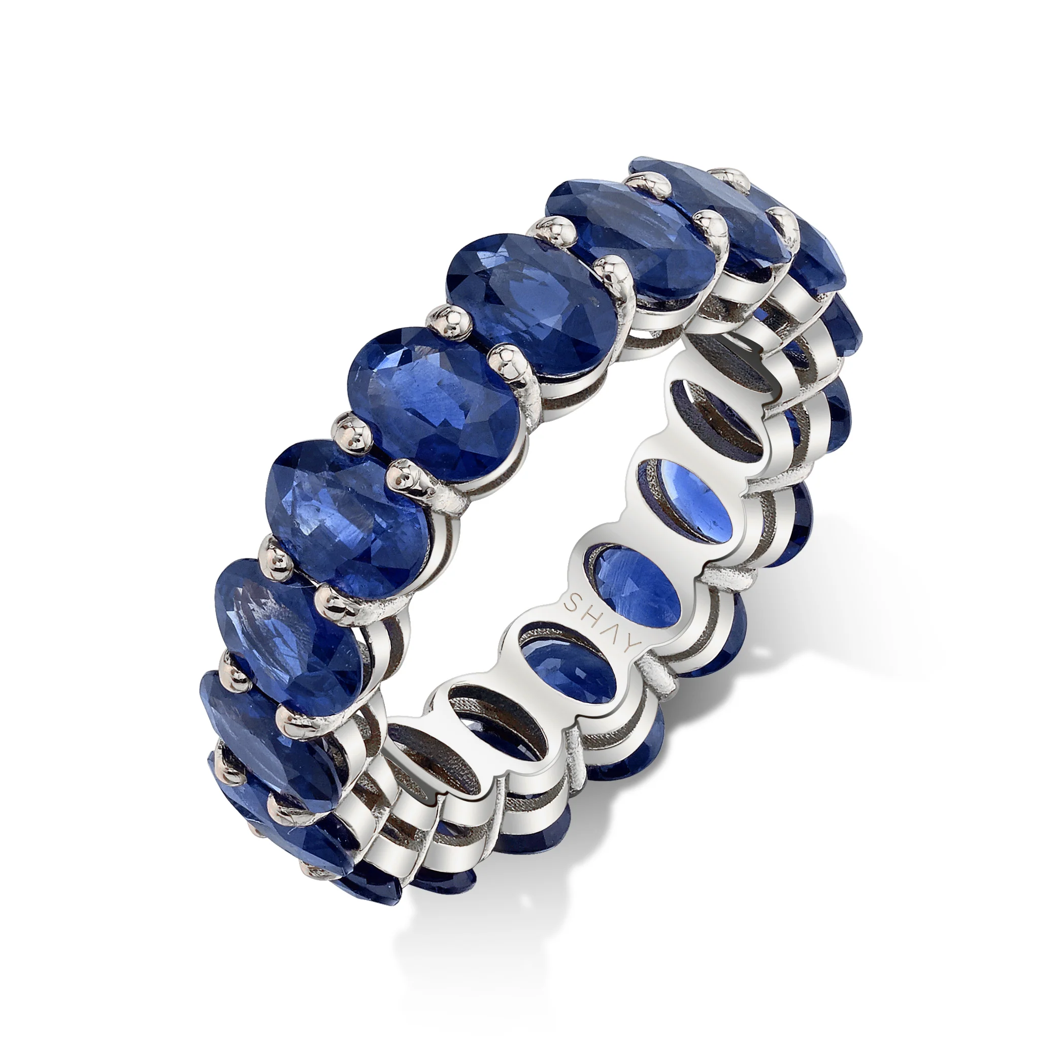 BLUE SAPPHIRE OVAL ETERNITY BAND - Image 4