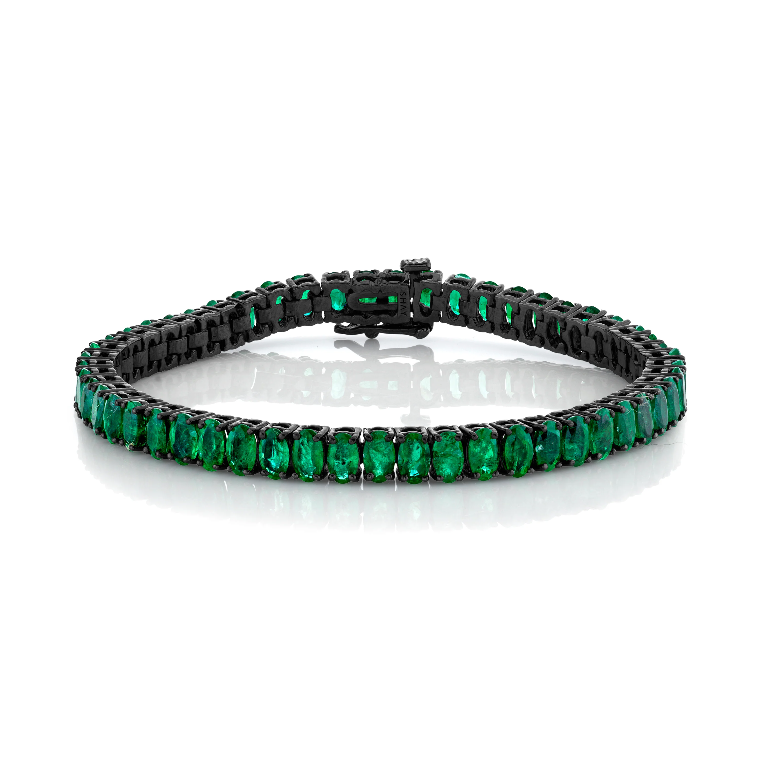 COLOMBIAN EMERALD OVAL TENNIS BRACELET - Image 4