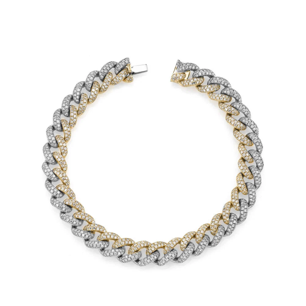 DIAMOND TWO-TONE MEDIUM PAVE LINK BRACELET - Image 3