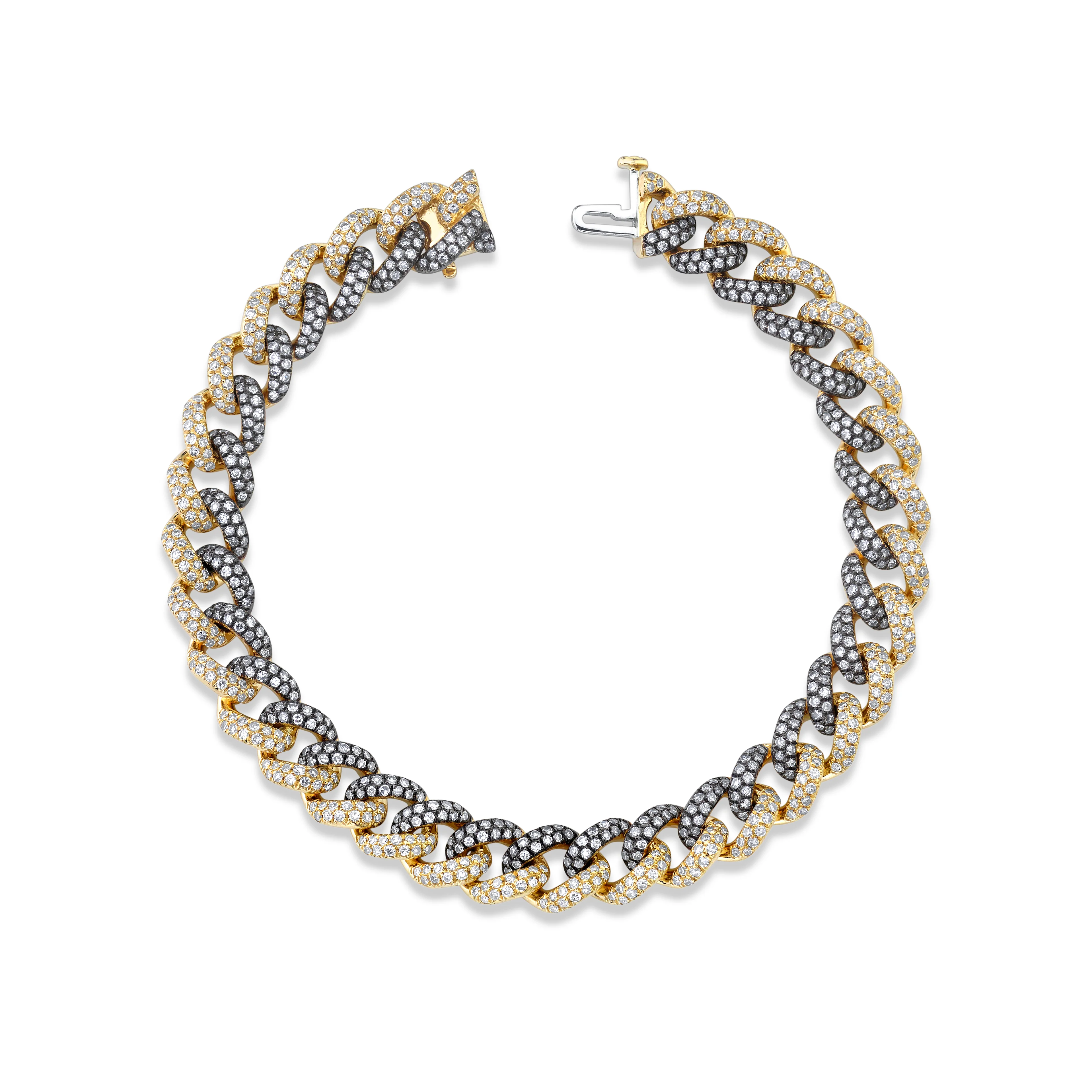 DIAMOND TWO-TONE MEDIUM PAVE LINK BRACELET - Image 4