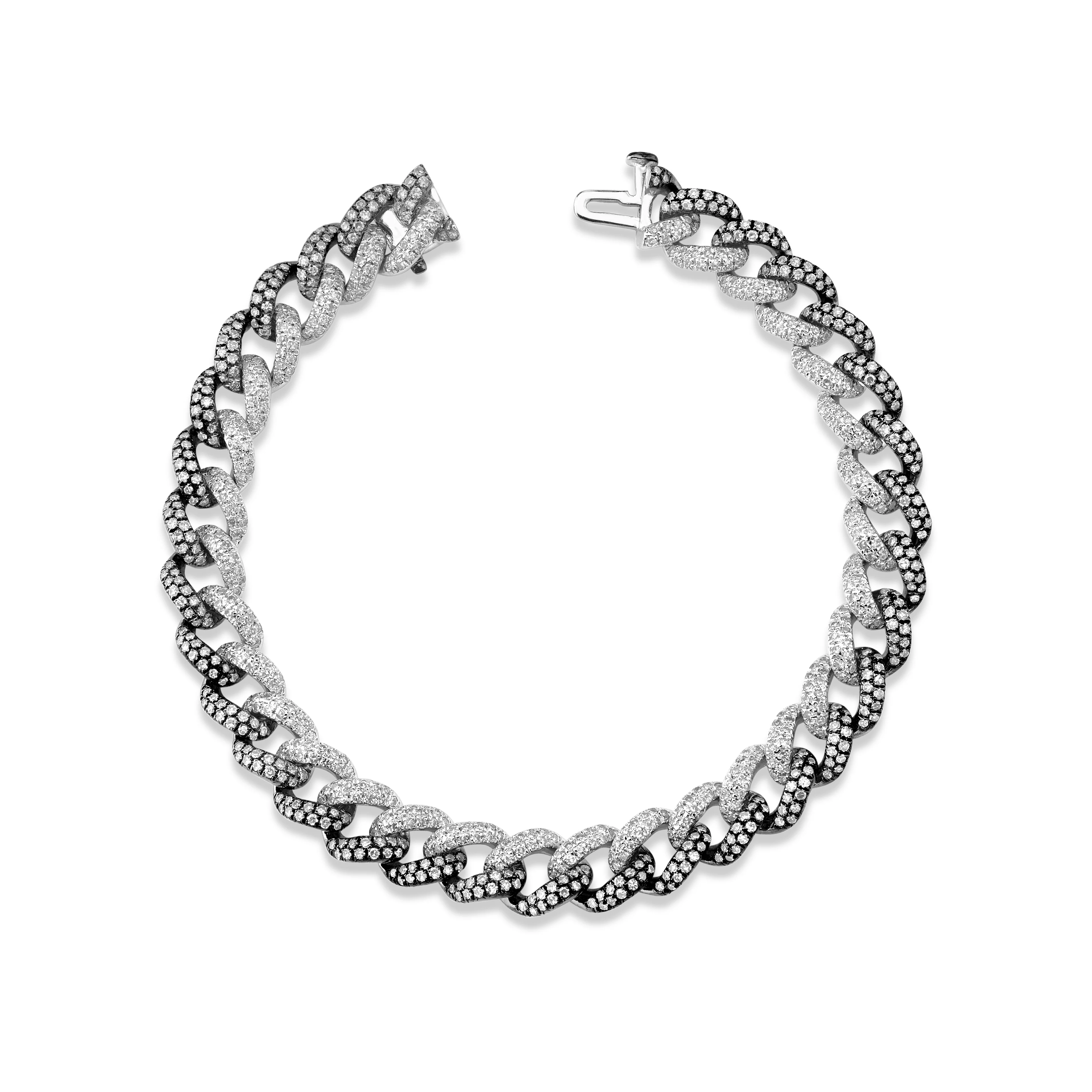 DIAMOND TWO-TONE MEDIUM PAVE LINK BRACELET - Image 5