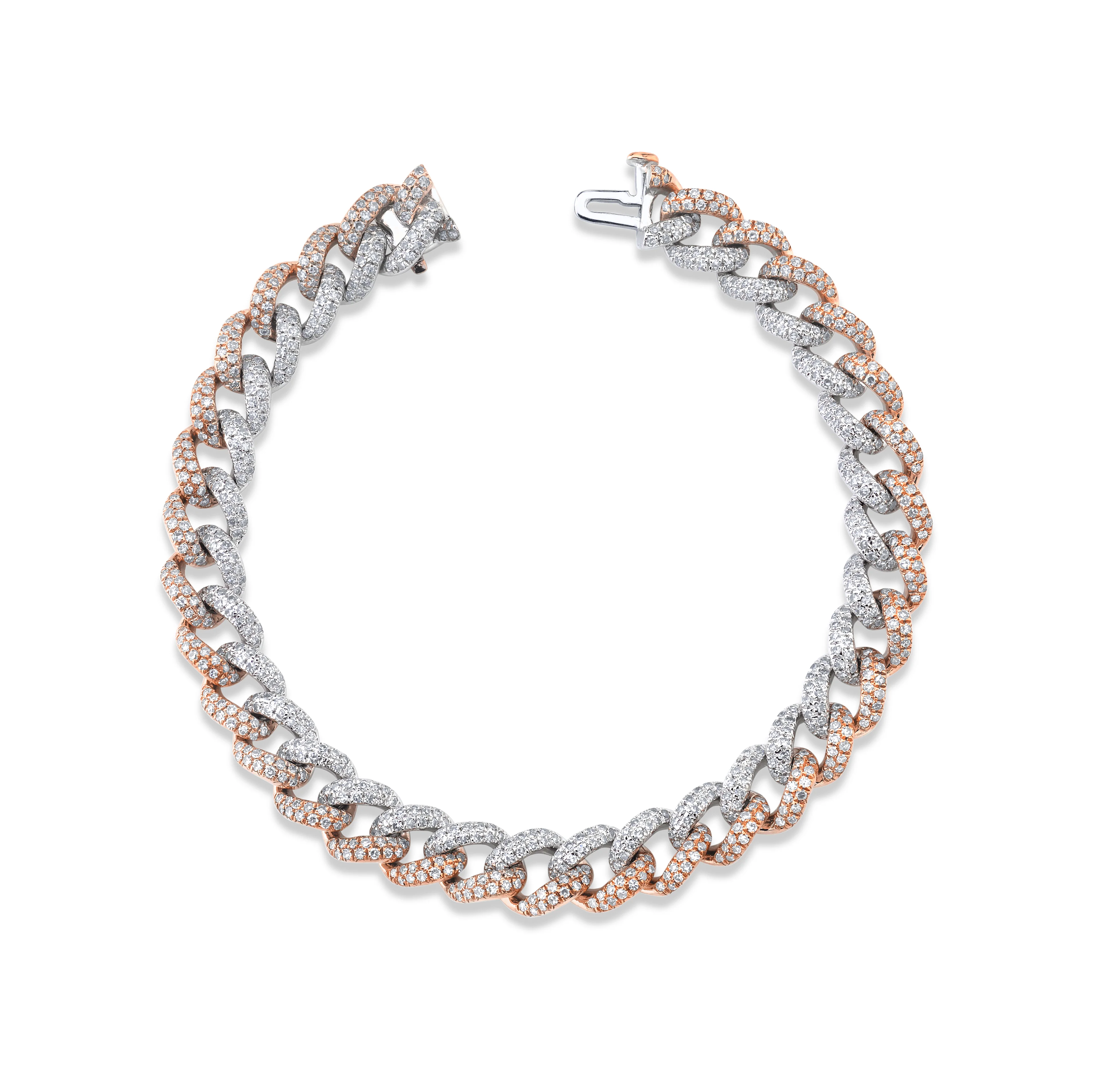 DIAMOND TWO-TONE MEDIUM PAVE LINK BRACELET - Image 6