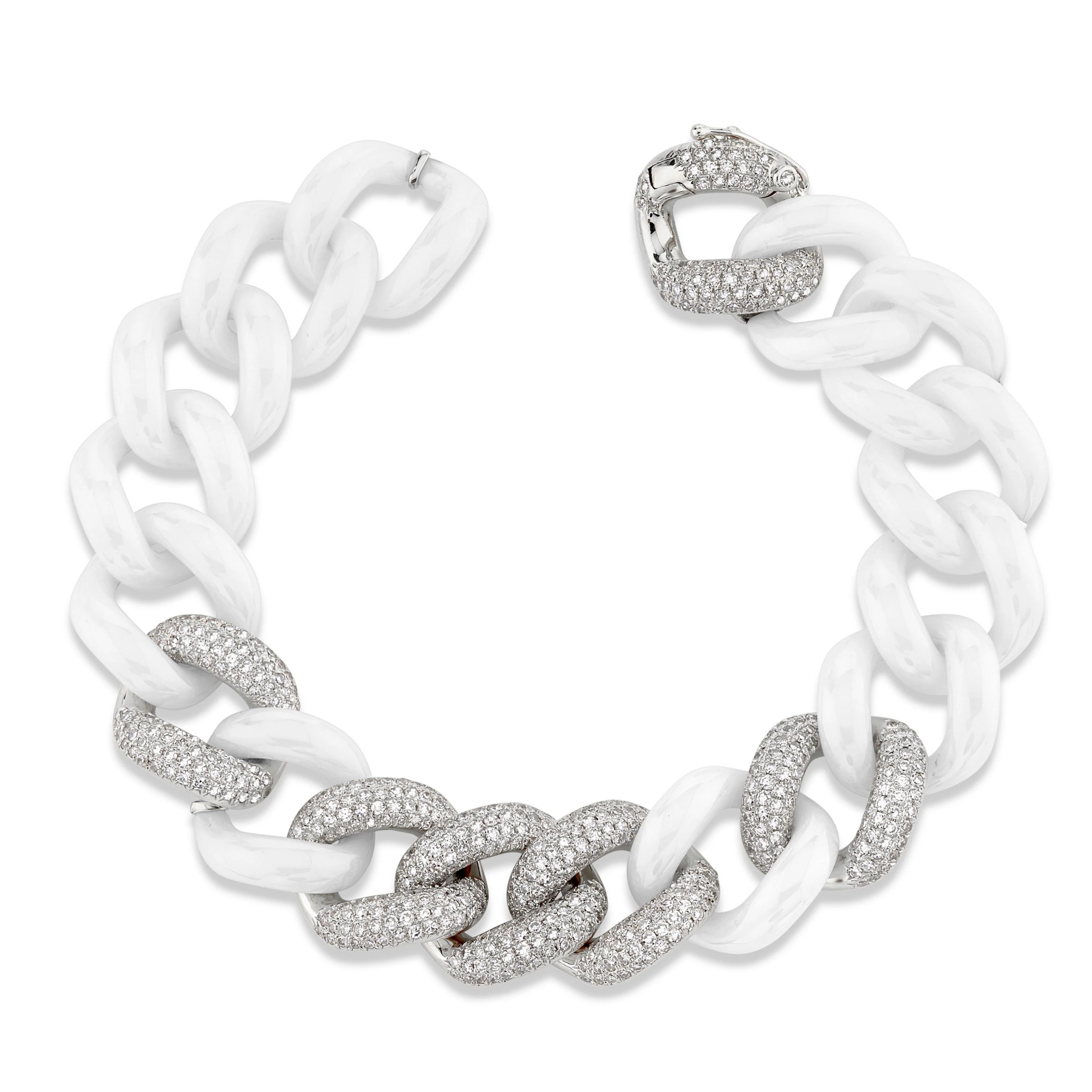 WHITE CERAMIC PAVE JUMBO LINK BRACELET - Image 3