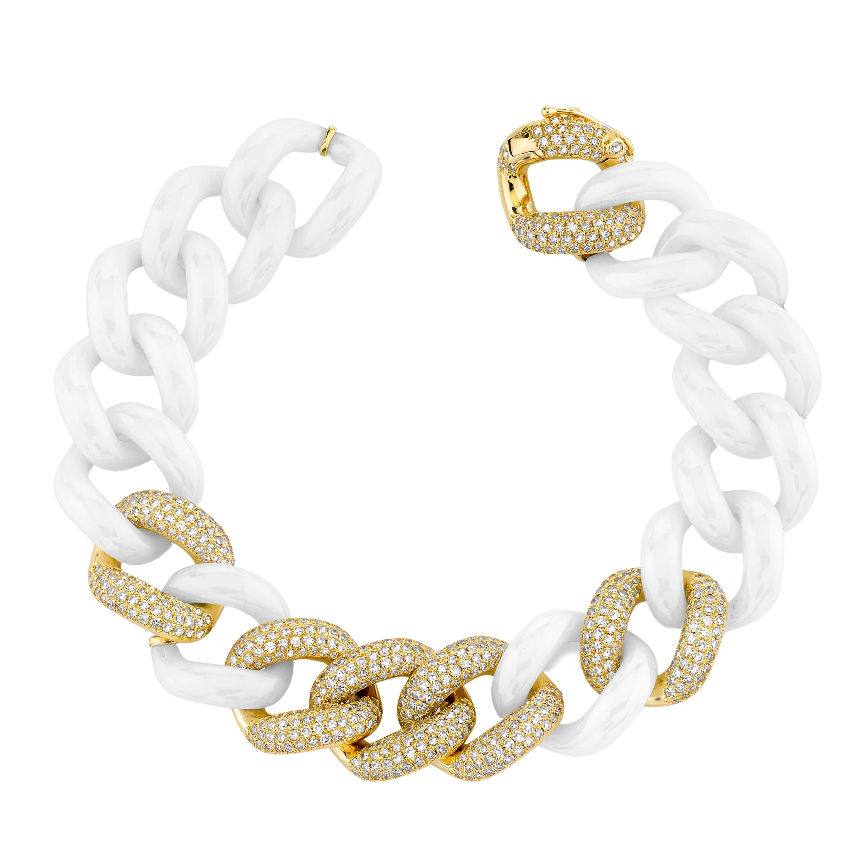 WHITE CERAMIC PAVE JUMBO LINK BRACELET - Image 4
