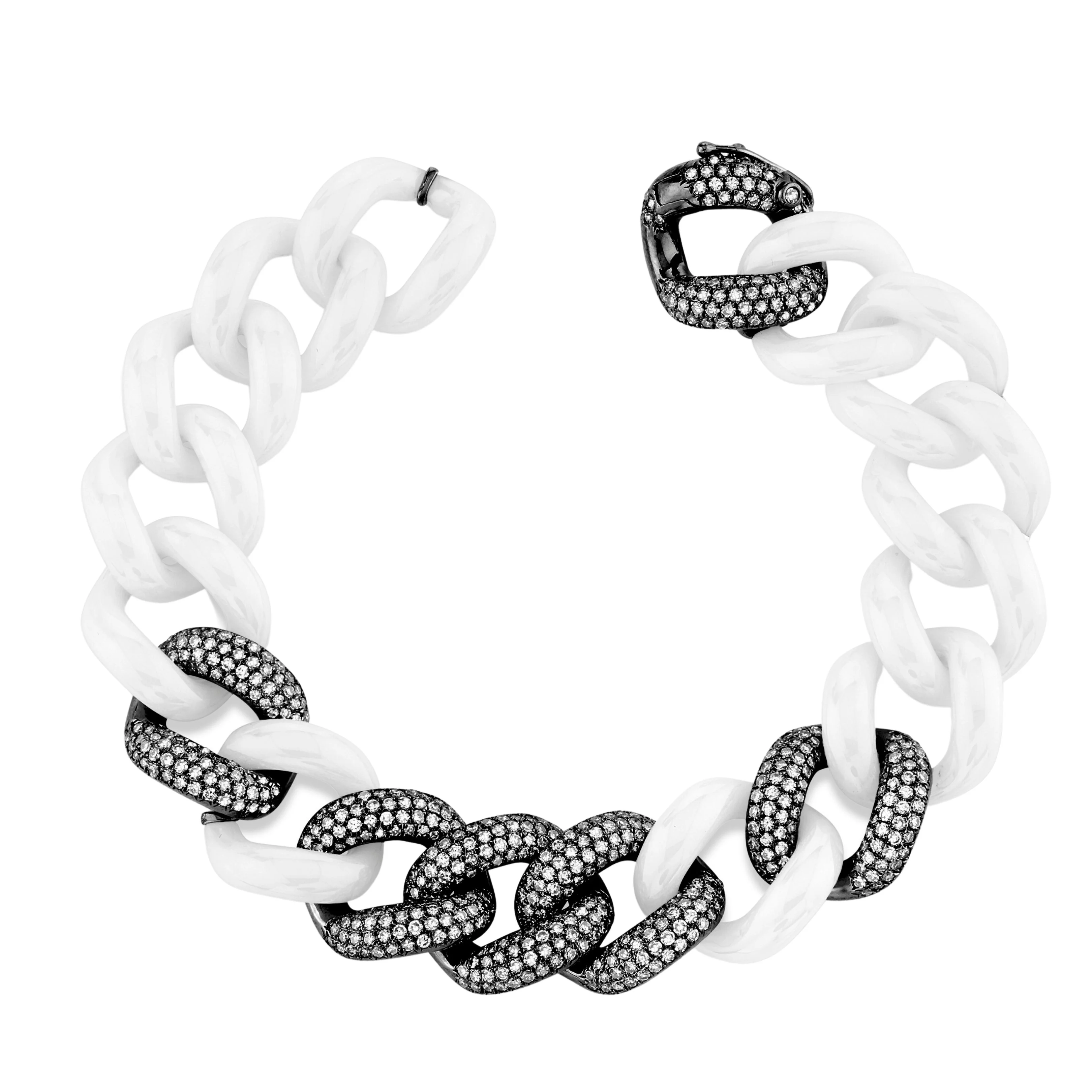 WHITE CERAMIC PAVE JUMBO LINK BRACELET - Image 5