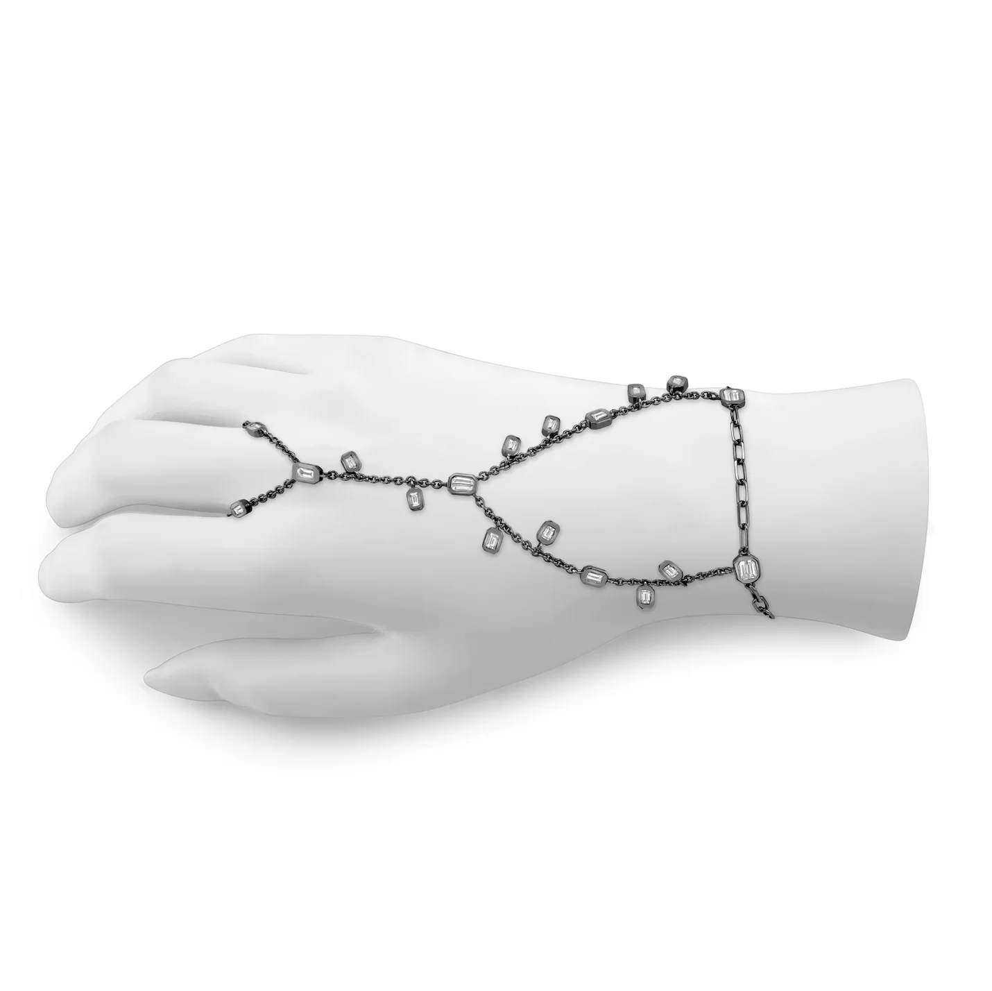 DIAMOND BAGUETTE DROP HAND CHAIN - Image 5