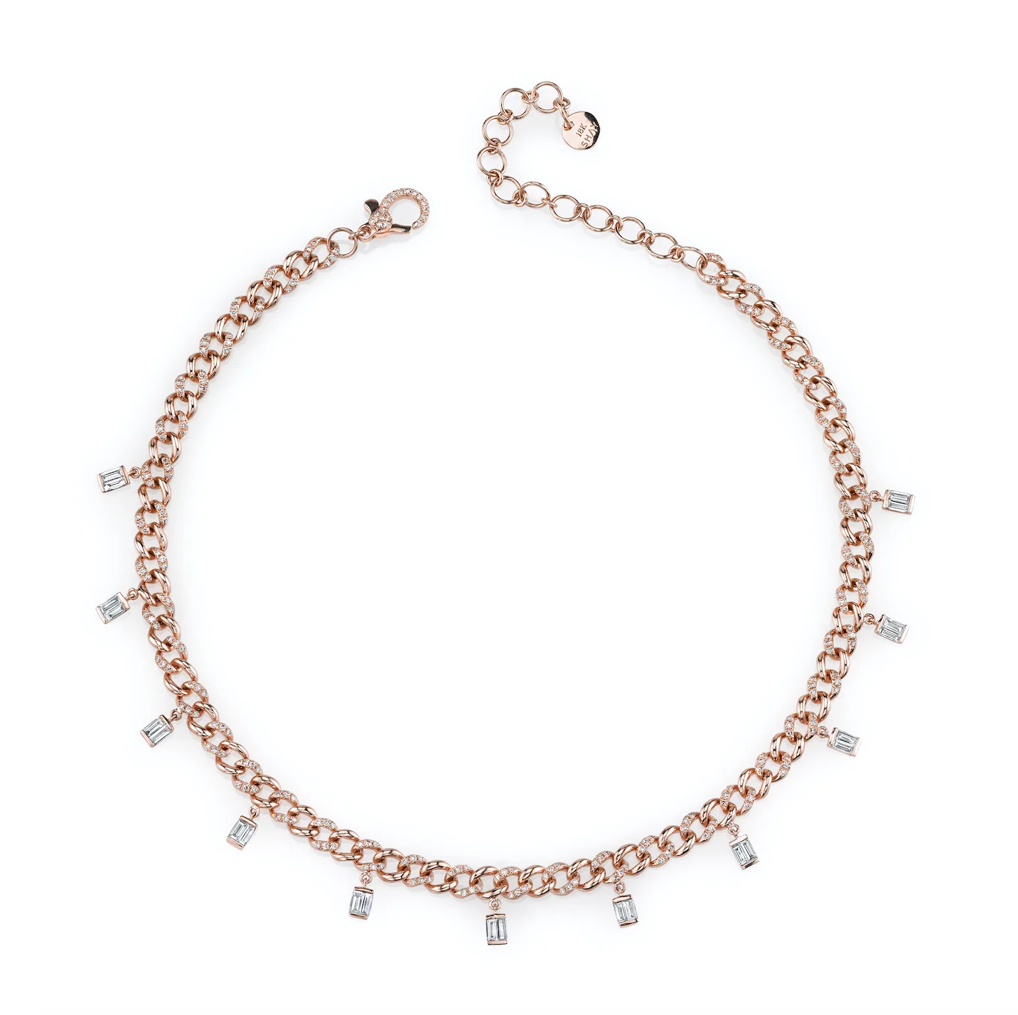 DIAMOND BAGUETTE DROP LINK NECKLACE - Image 4