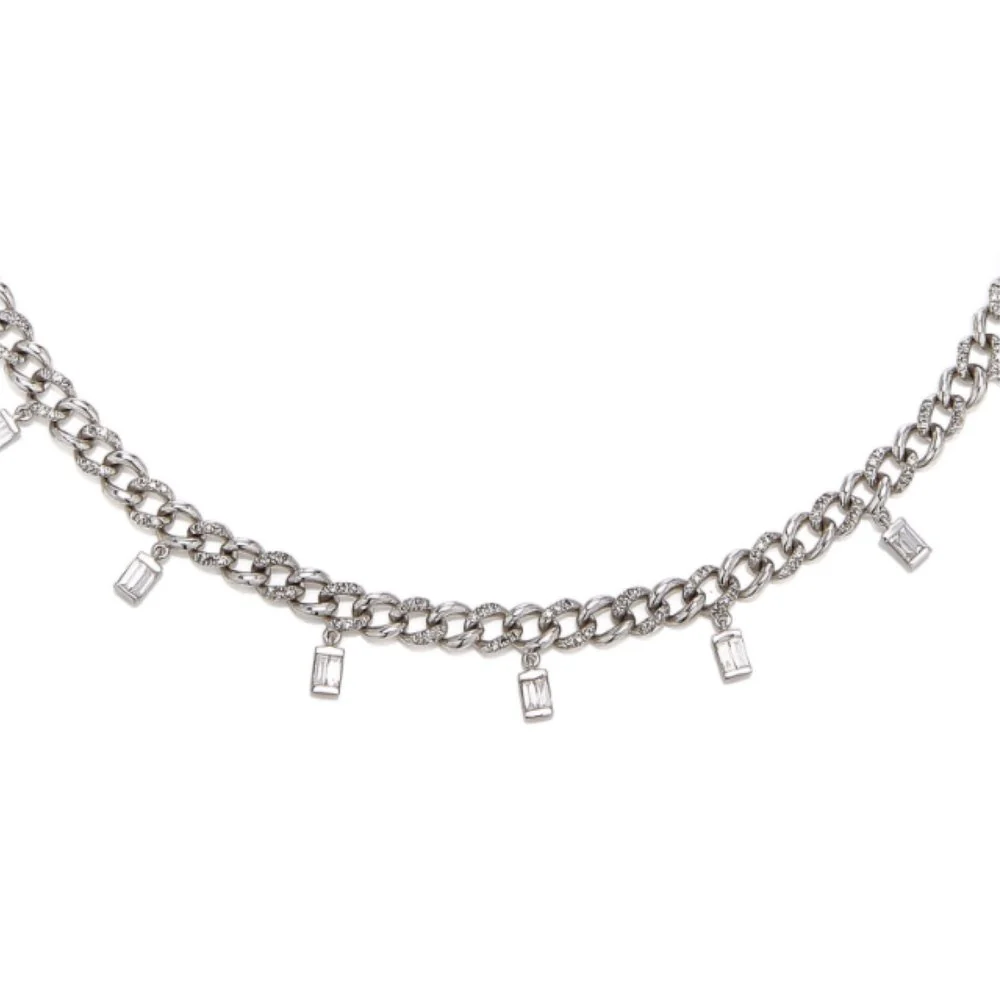 DIAMOND BAGUETTE DROP LINK NECKLACE - Image 5
