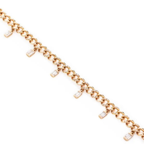 DIAMOND BAGUETTE DROP LINK NECKLACE - Image 6