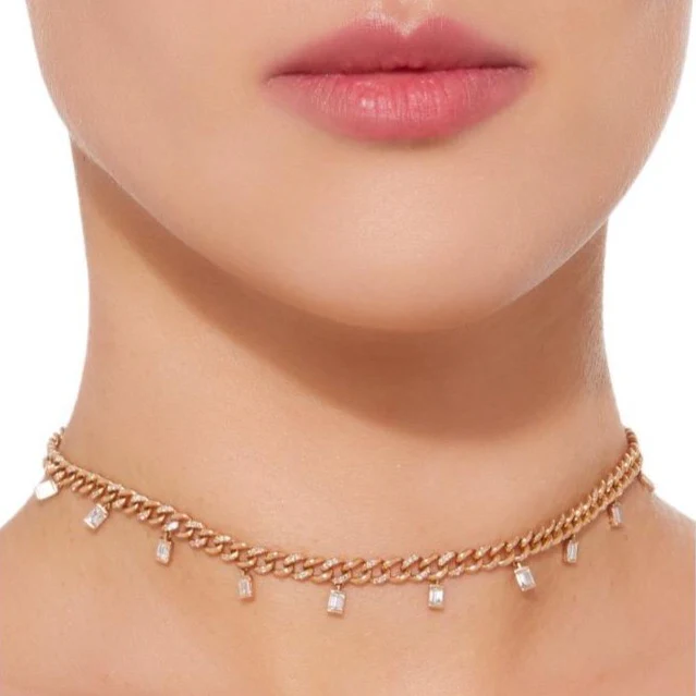 DIAMOND BAGUETTE DROP LINK NECKLACE - Image 8