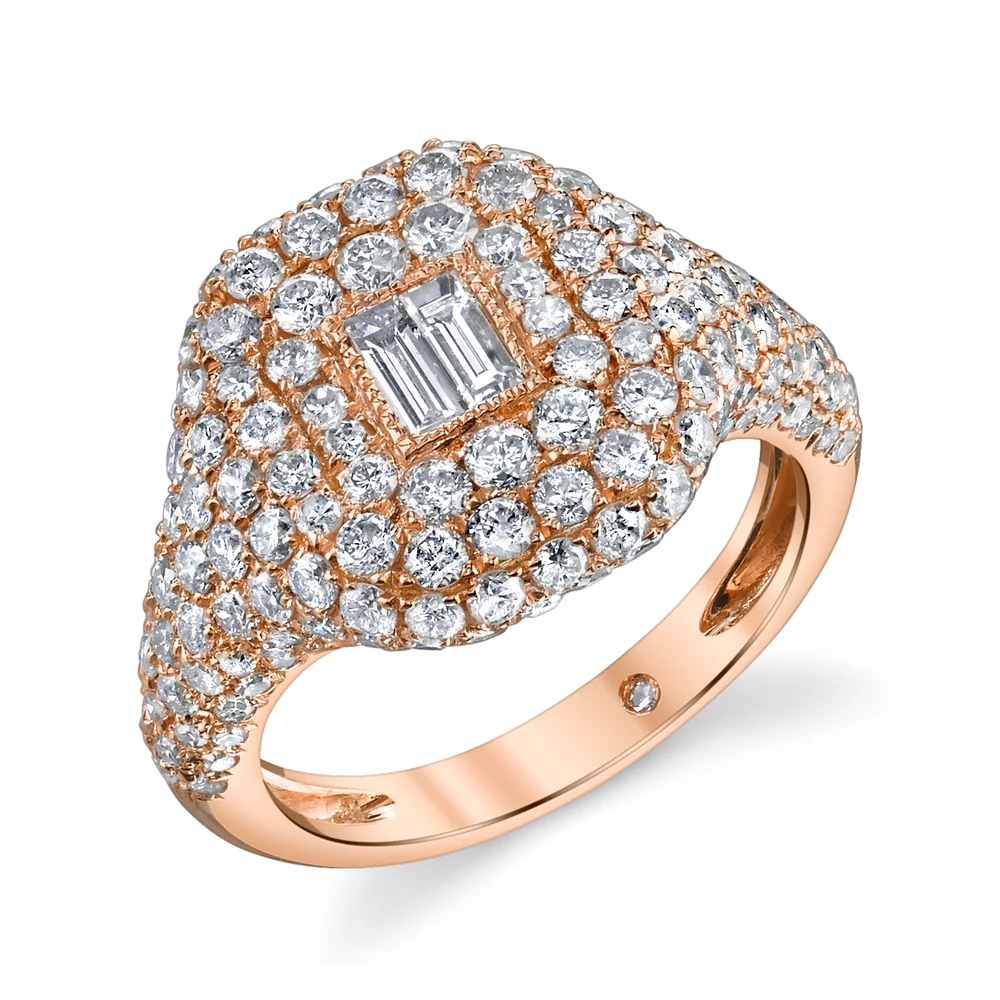 DIAMOND BAGUETTE PAVE PINKY RING - Image 4