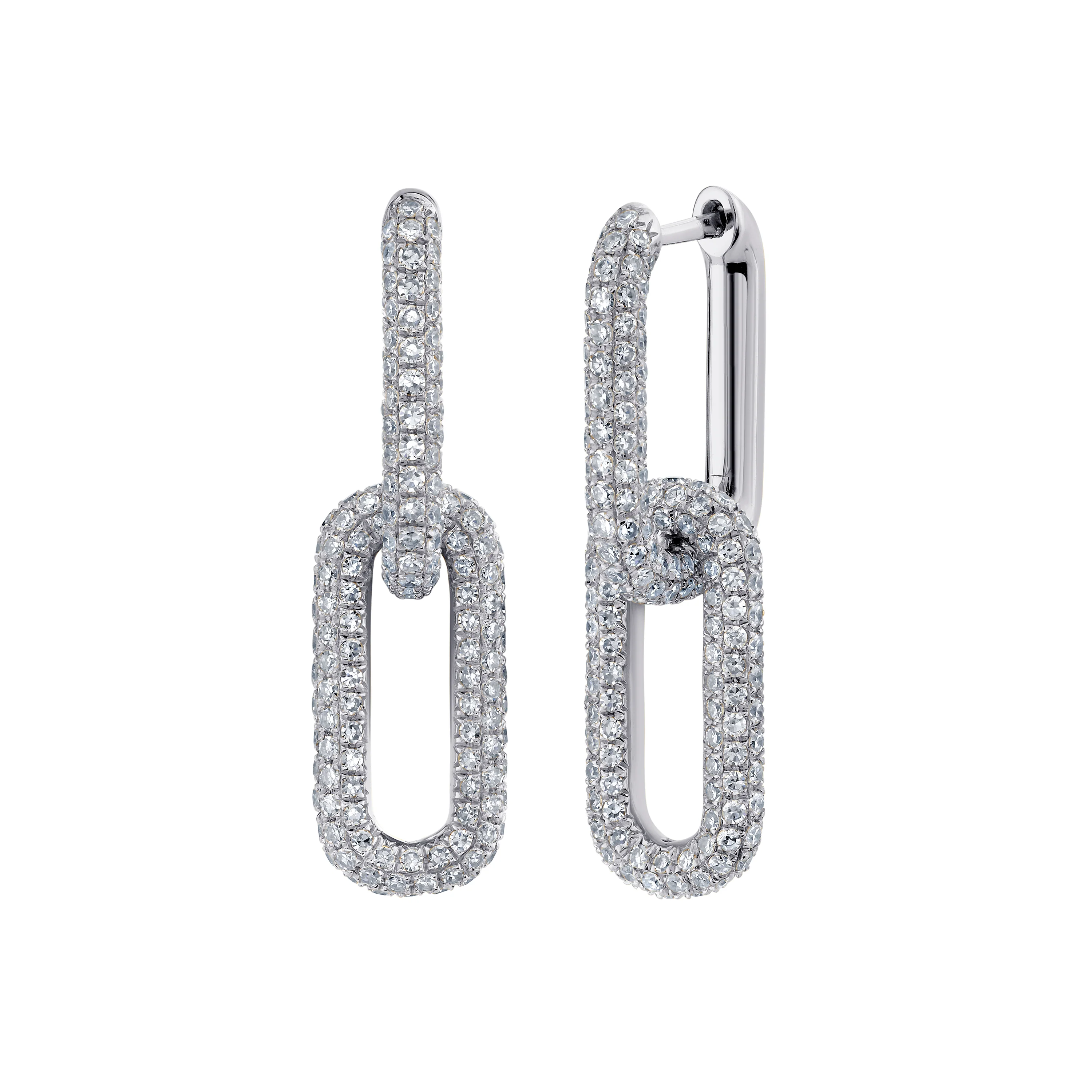 DIAMOND DOUBLE MINI CABLE LINK EARRINGS - Image 3