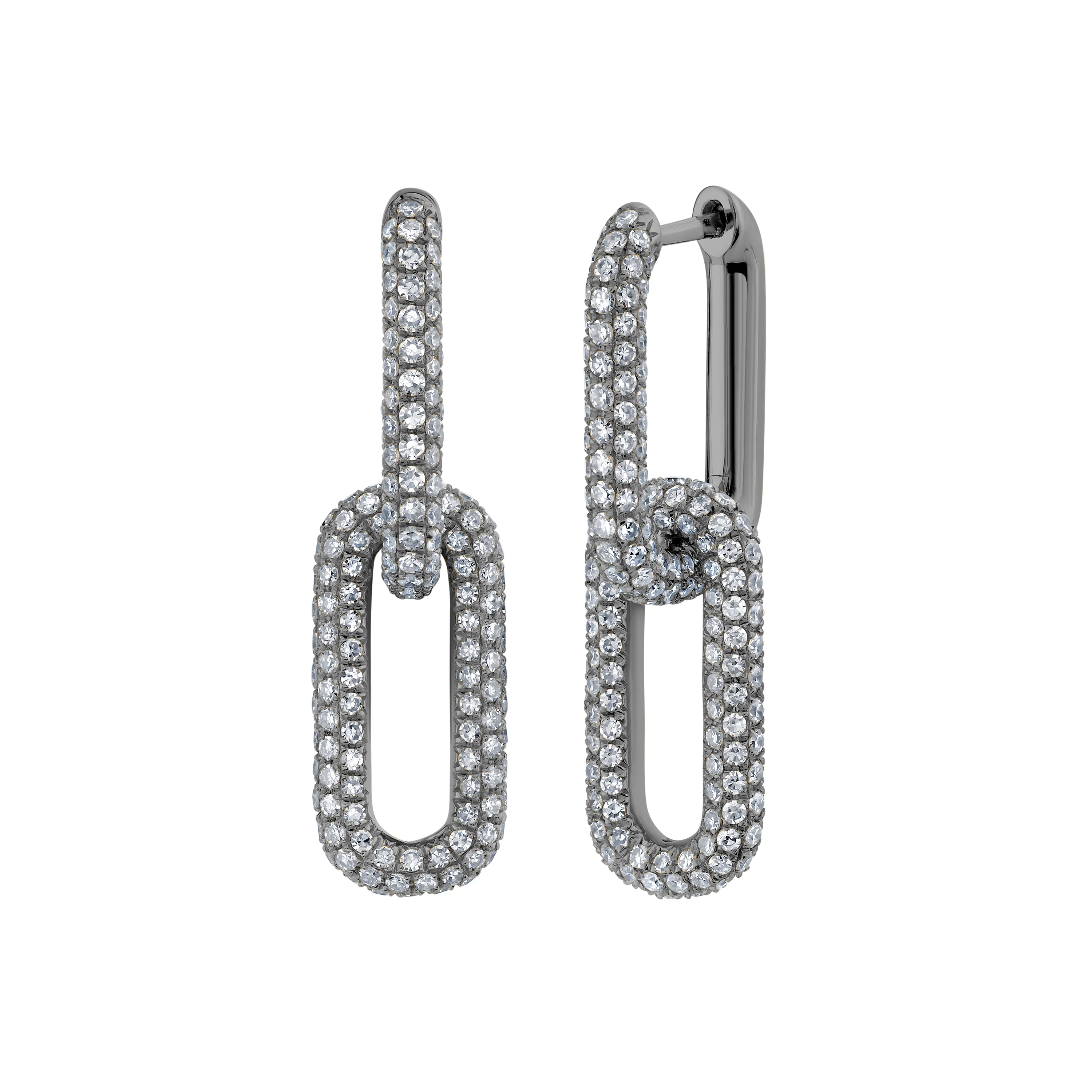 DIAMOND DOUBLE MINI CABLE LINK EARRINGS - Image 4