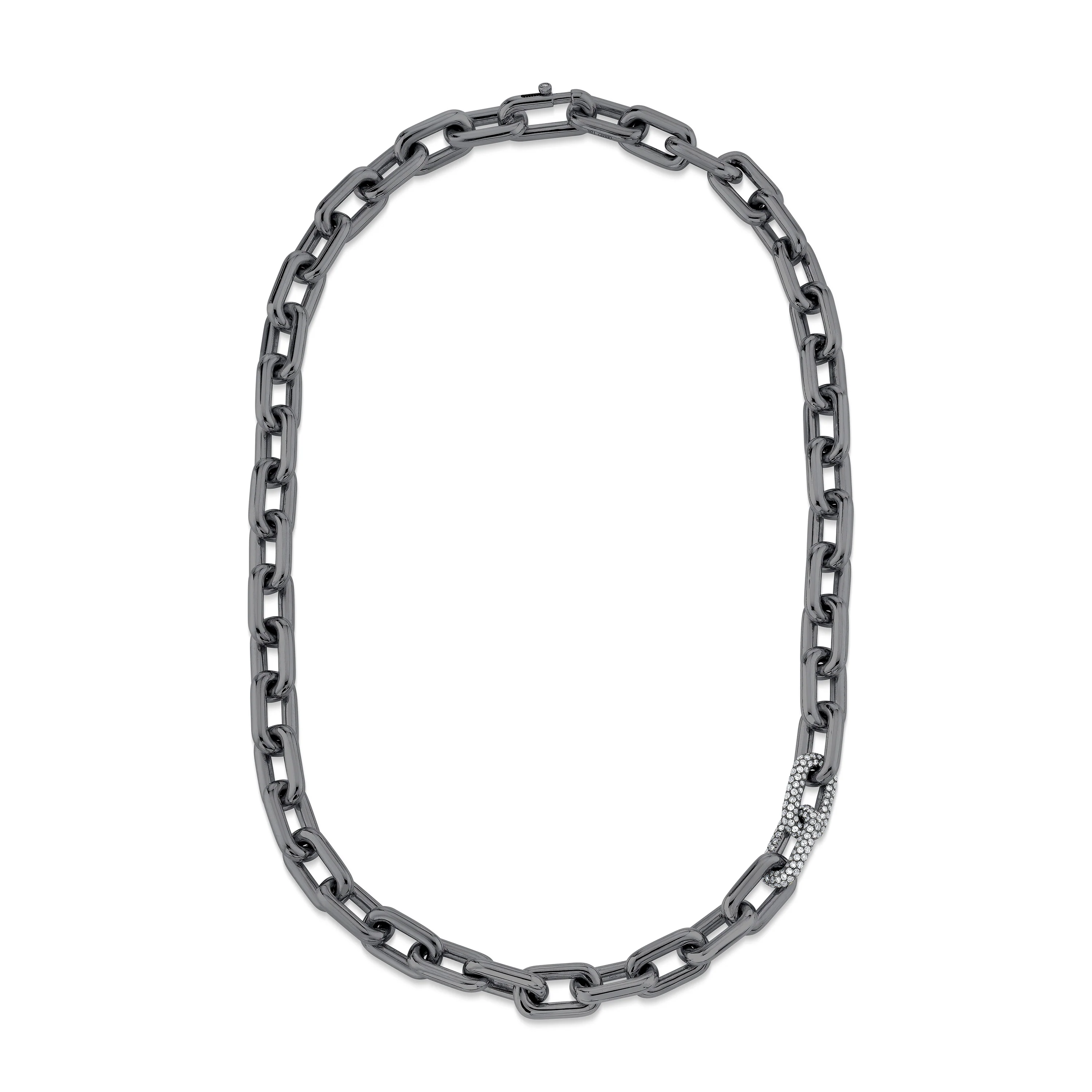 DIAMOND DOUBLE PAVE CABLE LINK NECKLACE - Image 4