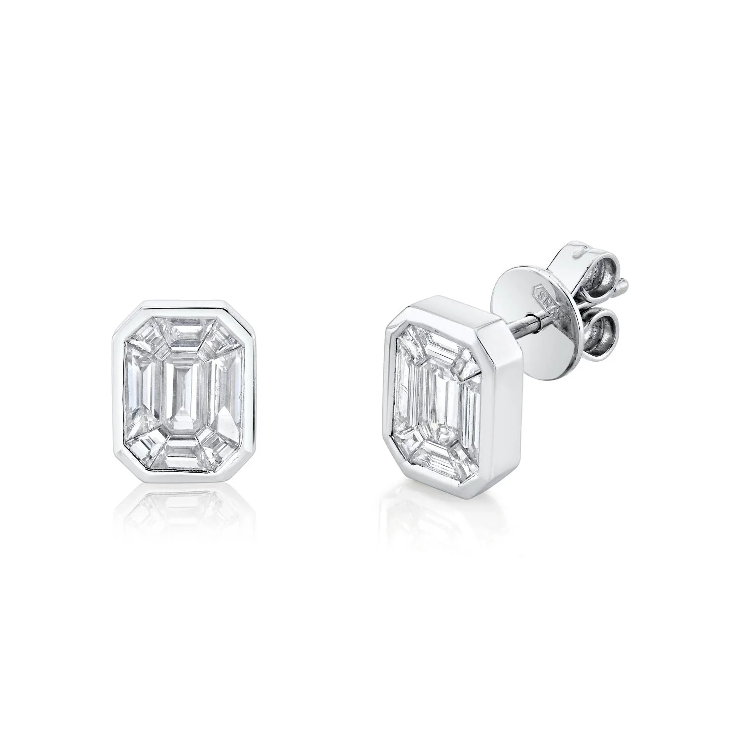 DIAMOND EMERALD CUT ILLUSION STUDS - Image 3