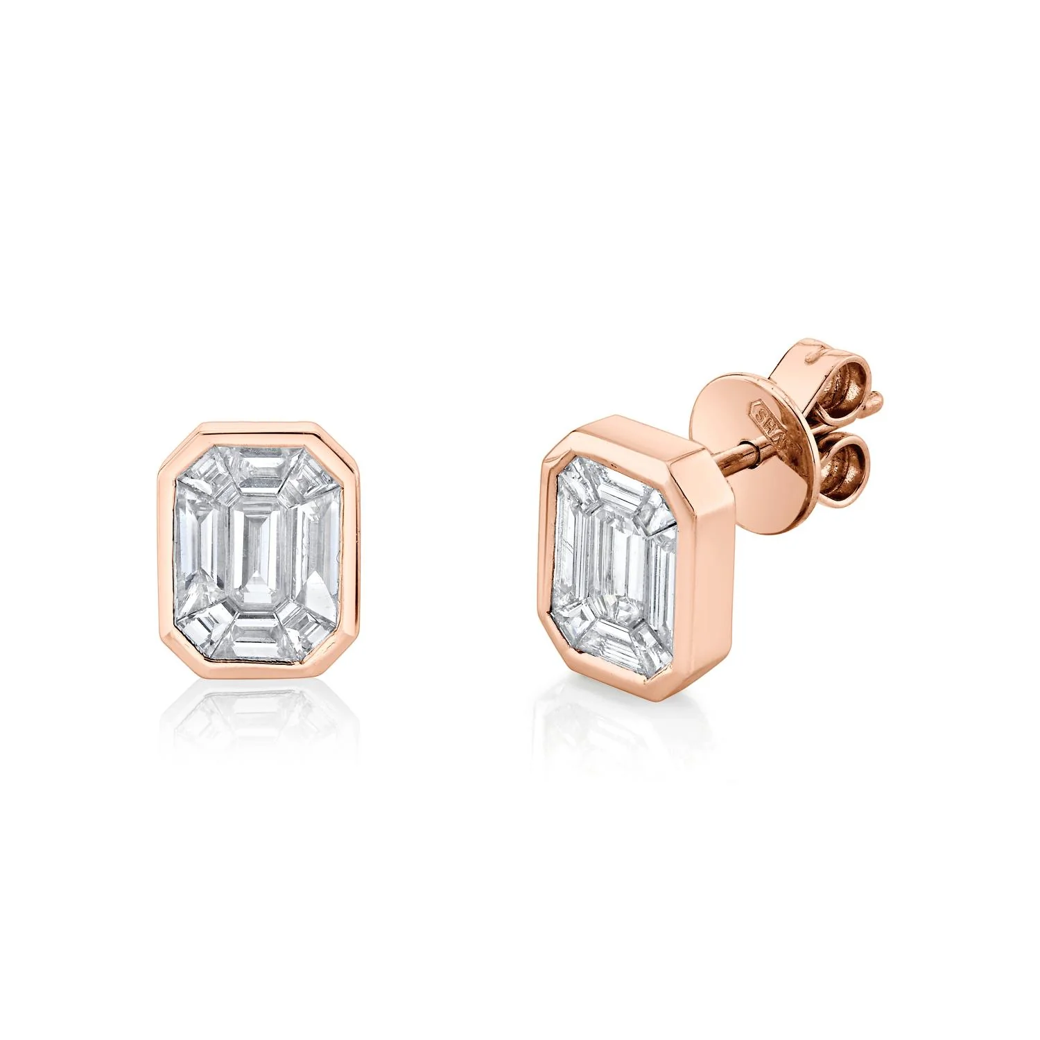 DIAMOND EMERALD CUT ILLUSION STUDS - Image 4