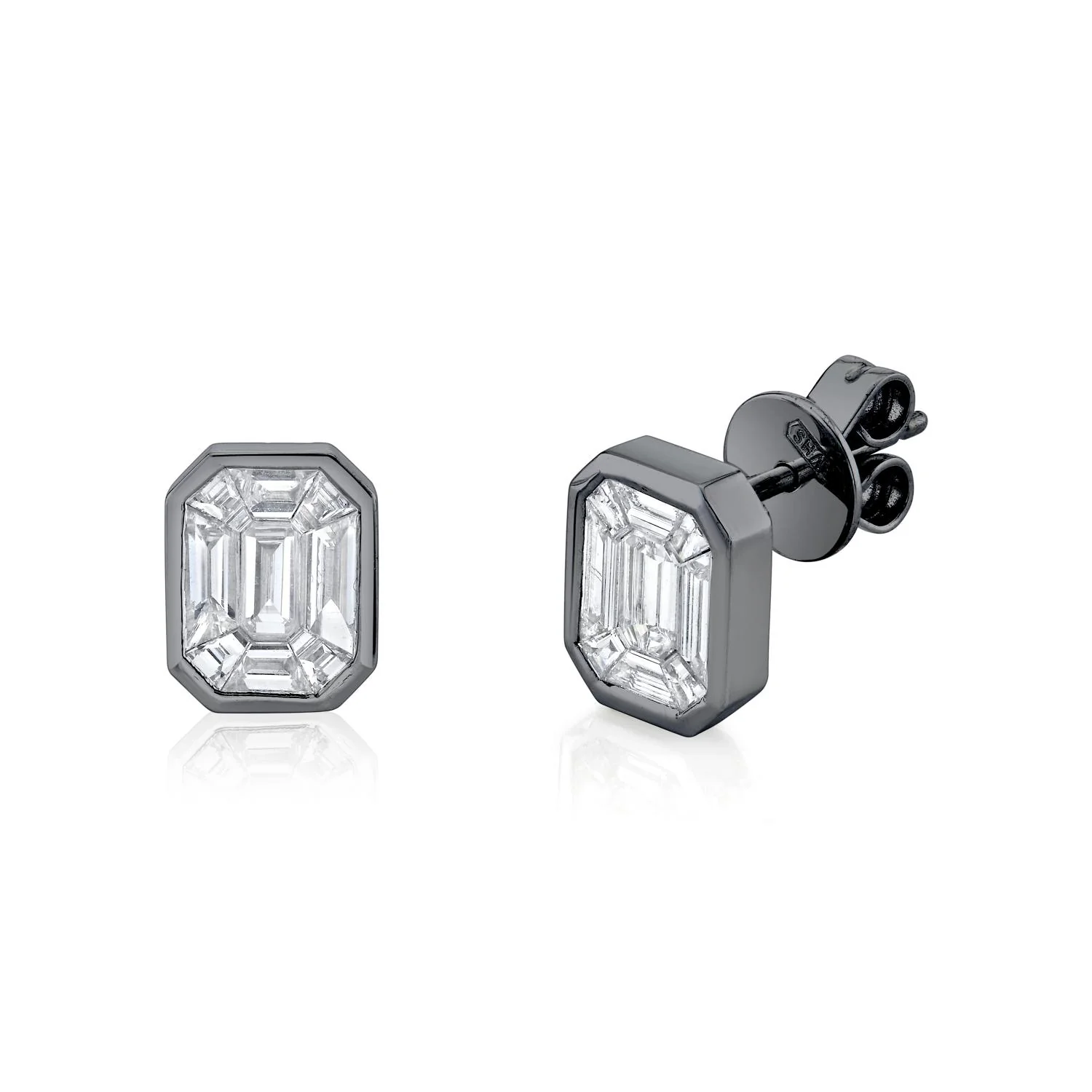 DIAMOND EMERALD CUT ILLUSION STUDS - Image 5