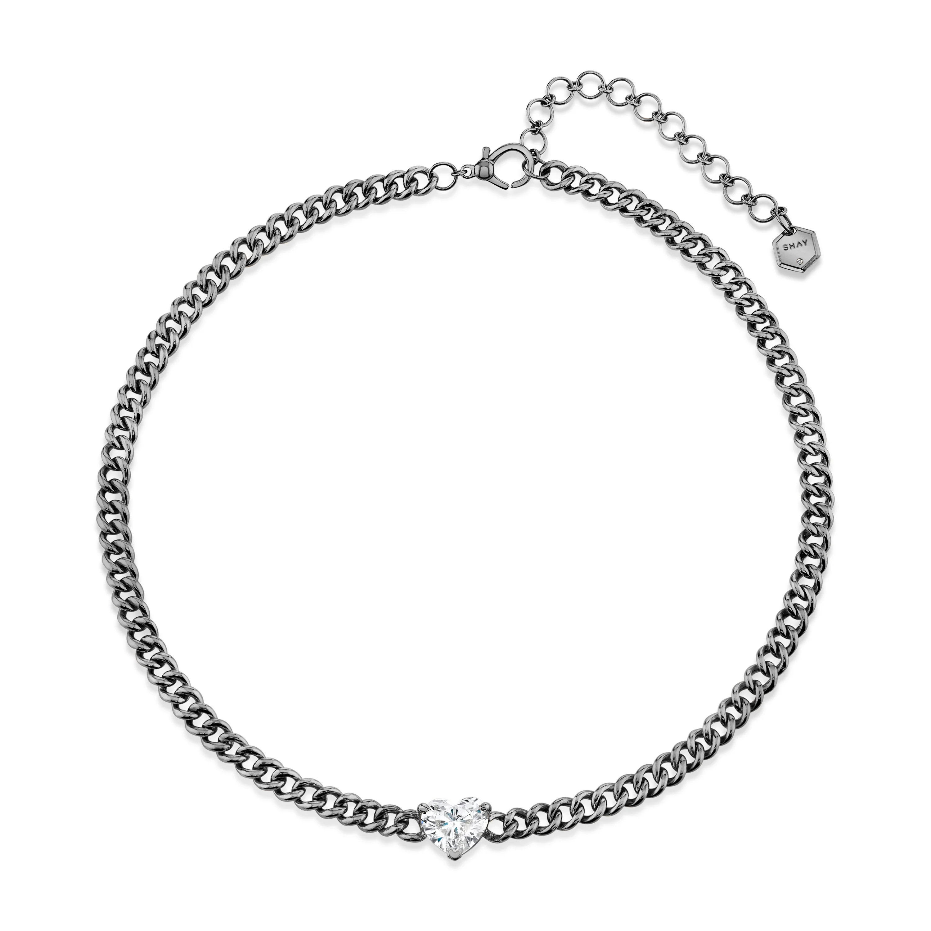 DIAMOND HEART MINI LINK NECKLACE - Image 4