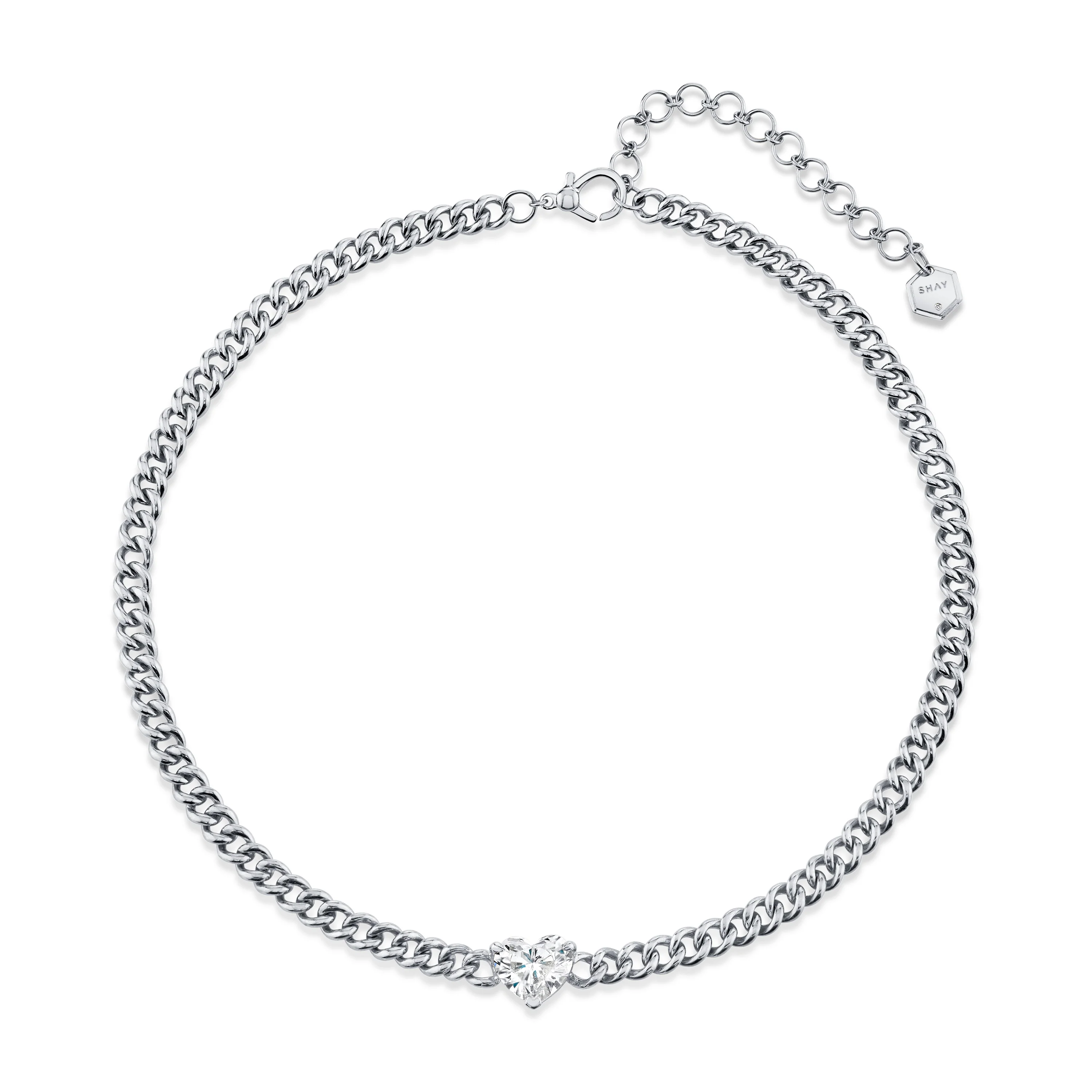 DIAMOND HEART MINI LINK NECKLACE - Image 5