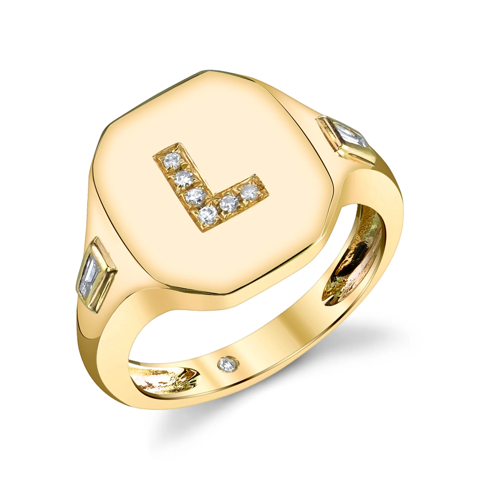 DIAMOND INITIAL PINKY RING - Image 3