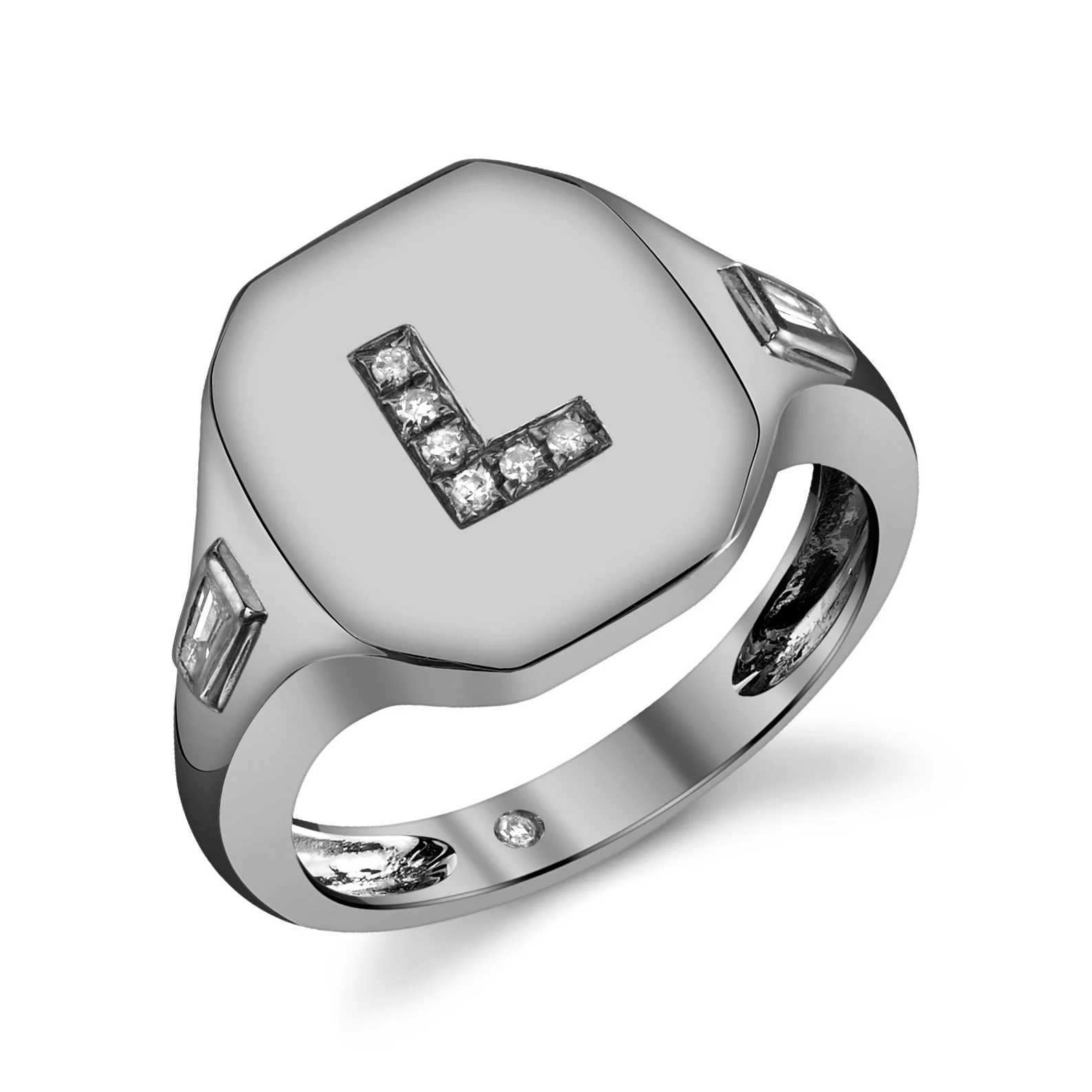 DIAMOND INITIAL PINKY RING - Image 4