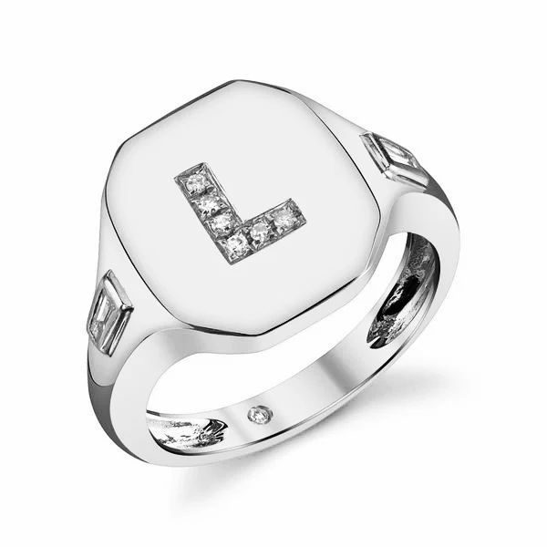 DIAMOND INITIAL PINKY RING - Image 5
