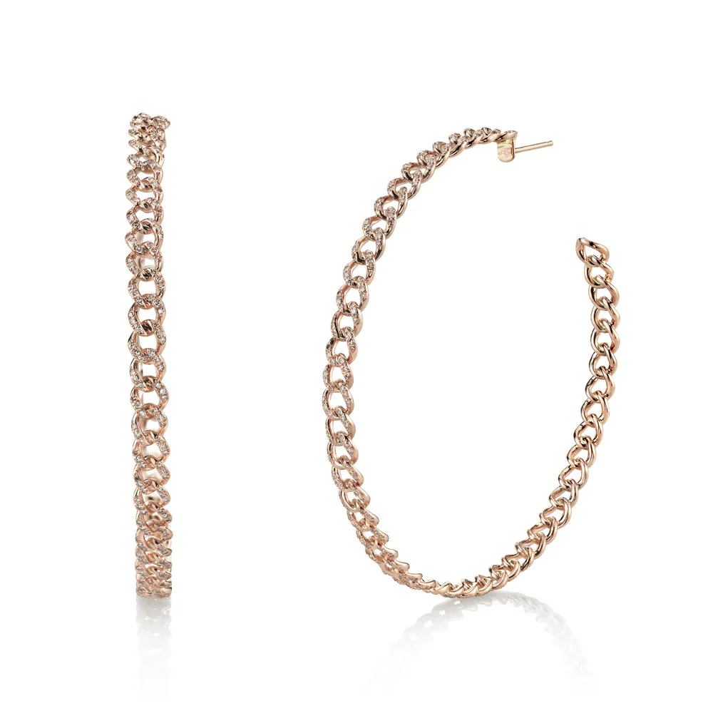DIAMOND LARGE PAVE LINK HOOPS - Image 3