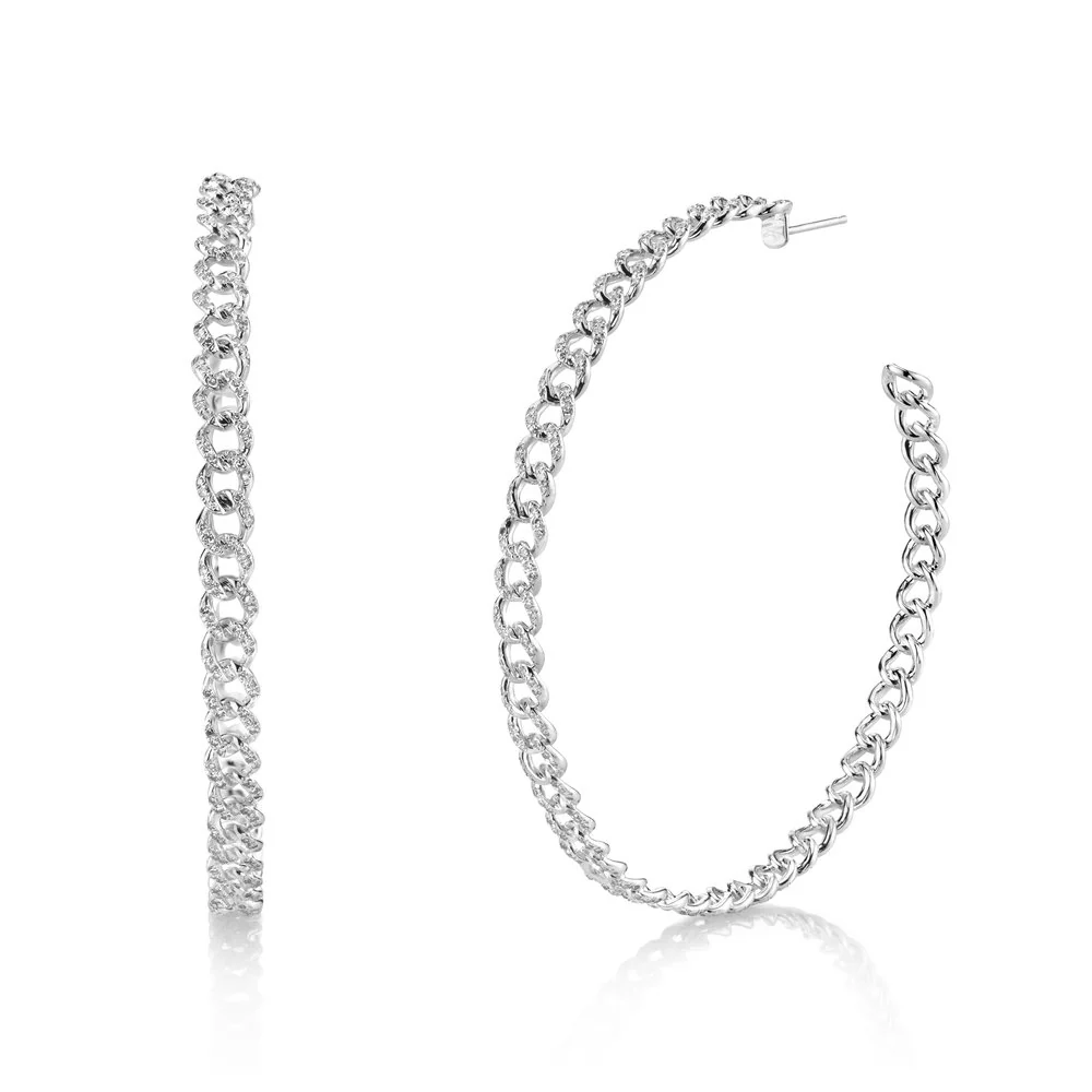 DIAMOND LARGE PAVE LINK HOOPS - Image 4