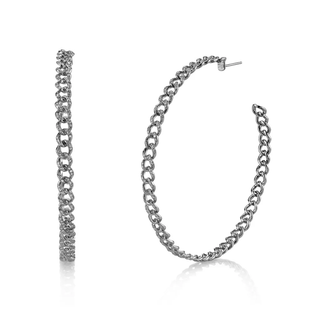 DIAMOND LARGE PAVE LINK HOOPS - Image 5