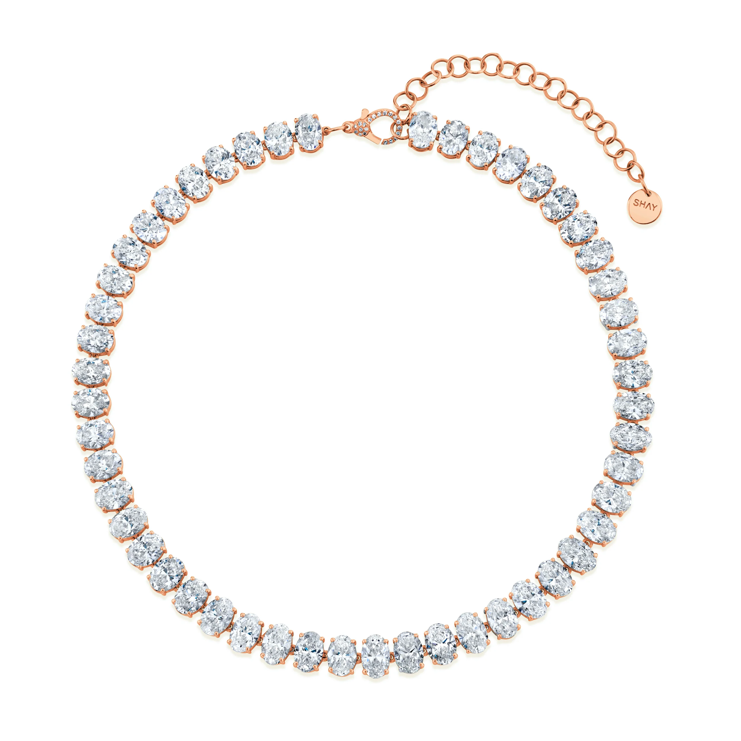 DIAMOND OVAL TENNIS NECKLACE - Image 4