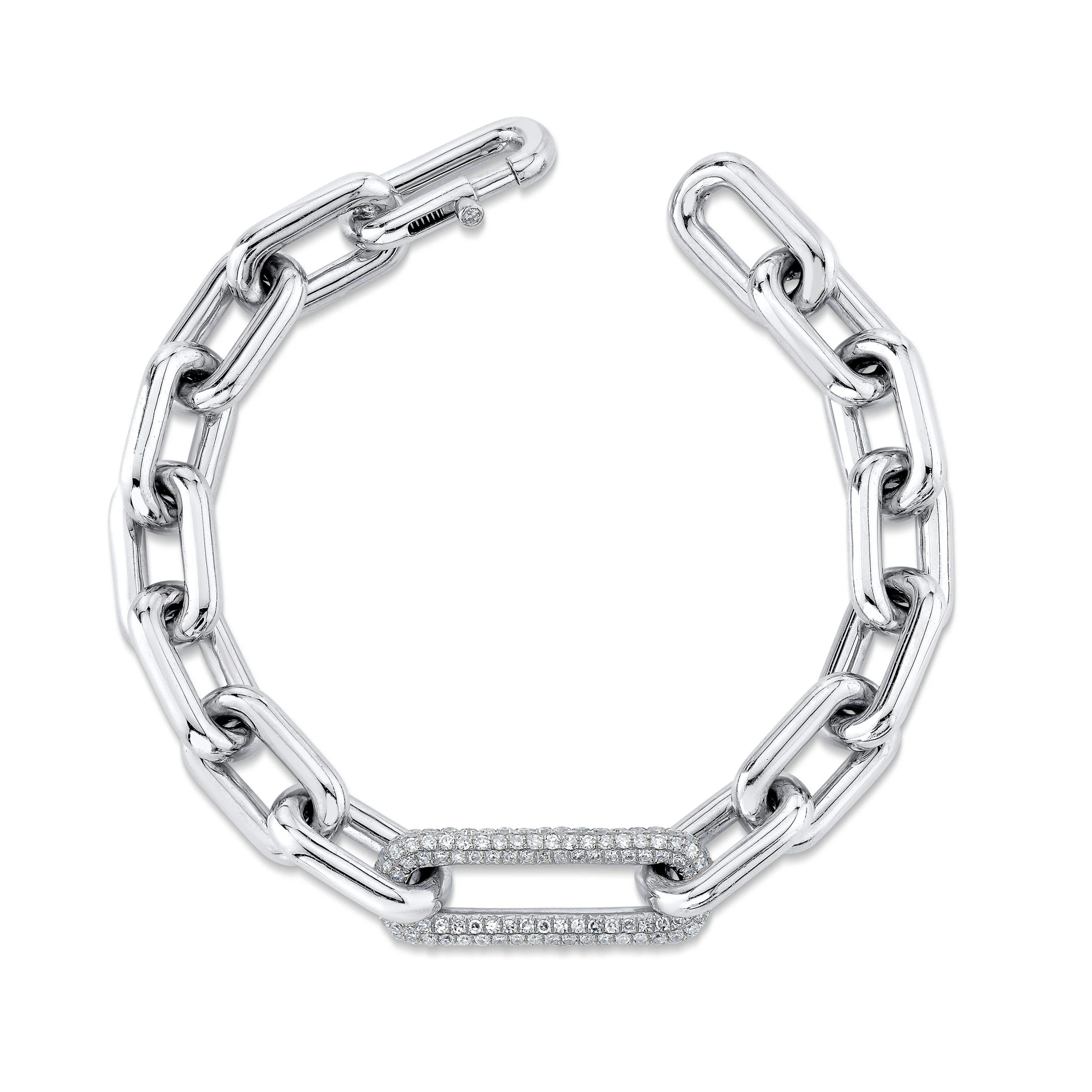 DIAMOND SINGLE PAVE CABLE LINK BRACELET - Image 4