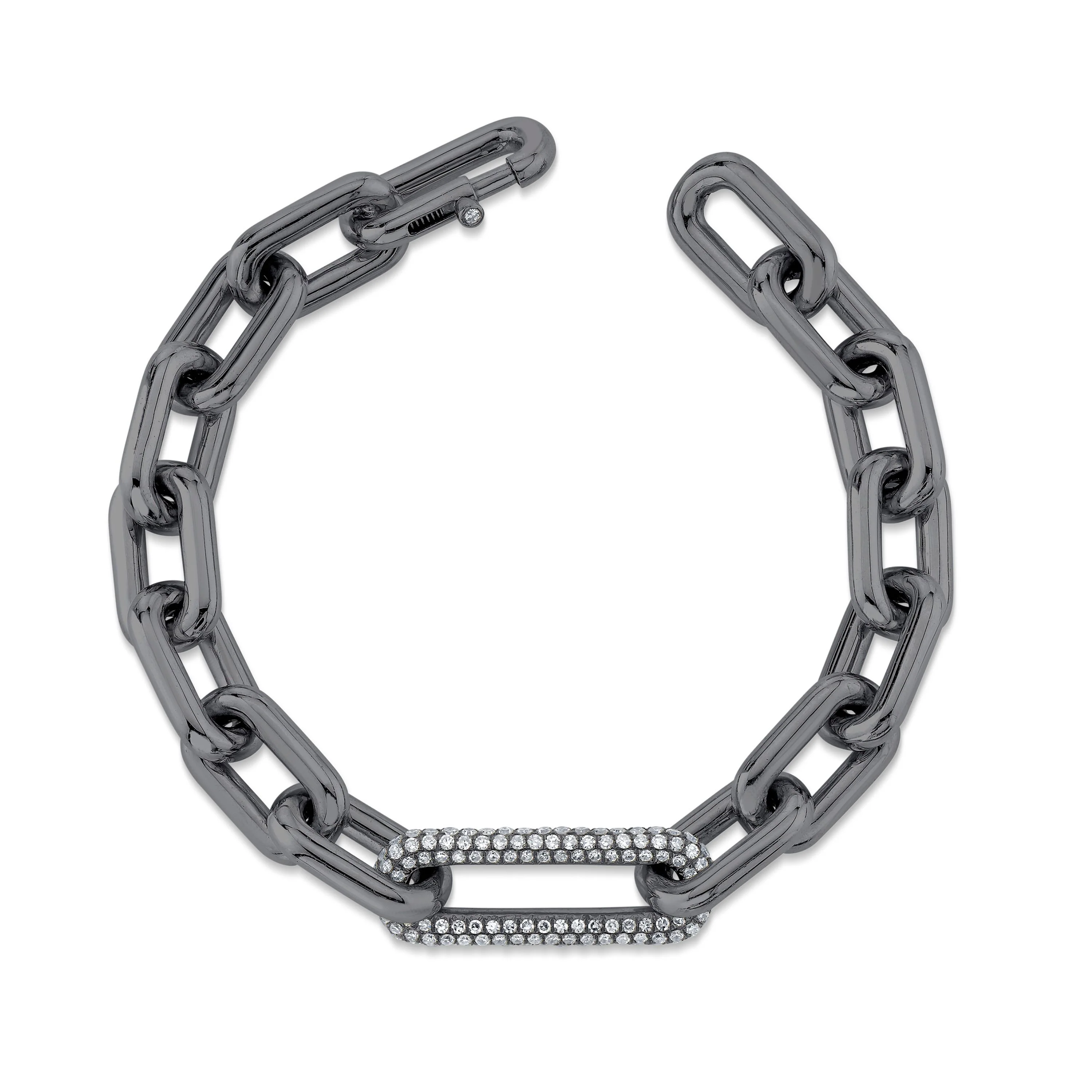 DIAMOND SINGLE PAVE CABLE LINK BRACELET - Image 5