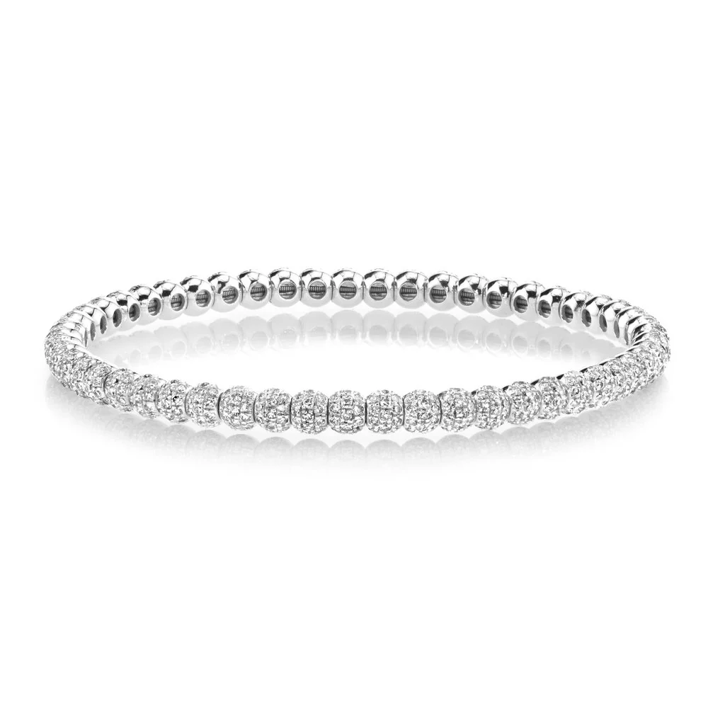 DIAMOND PAVE BALL STRETCH BRACELET - Image 4