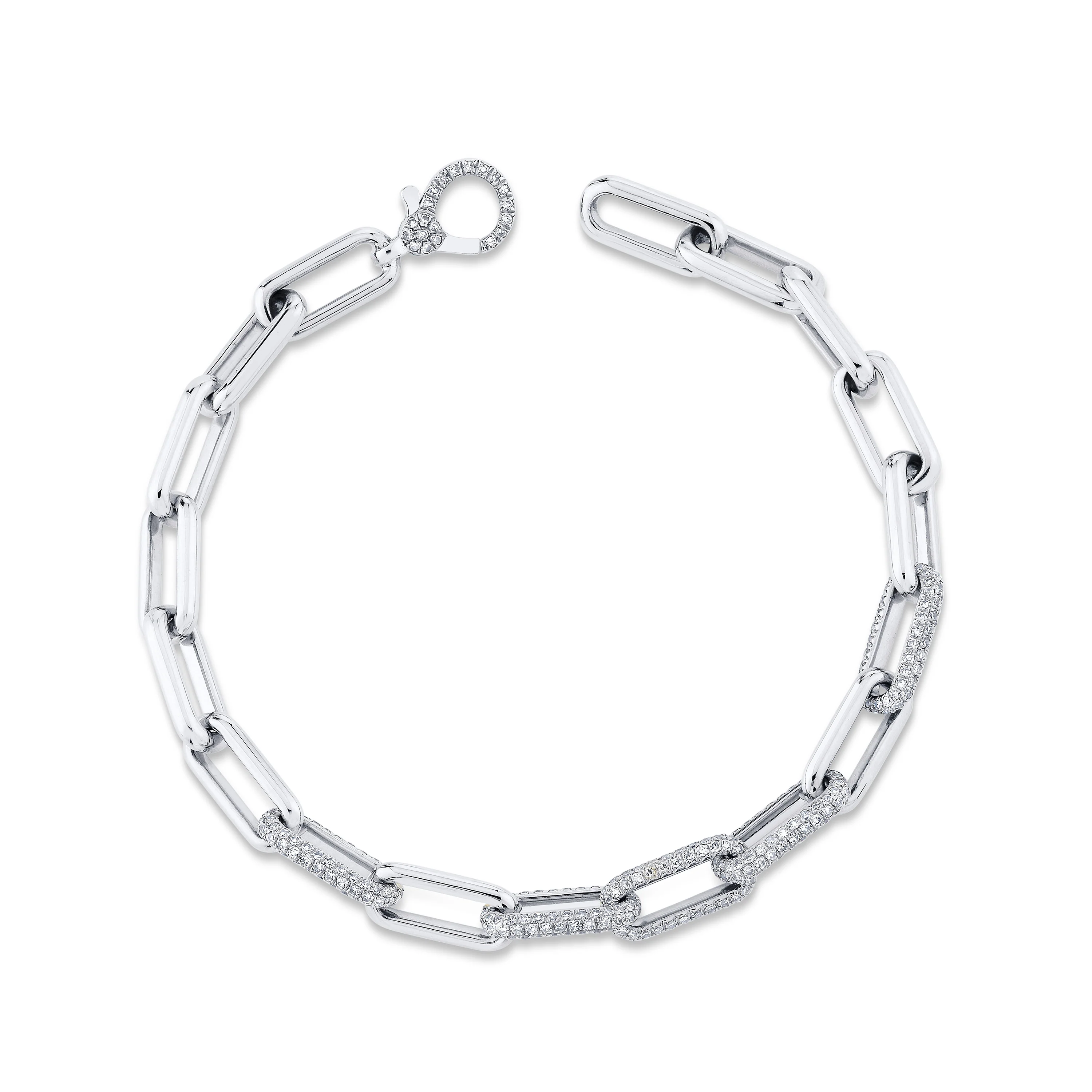 DIAMOND PARTIAL PAVE MINI CABLE LINK BRACELET - Image 3