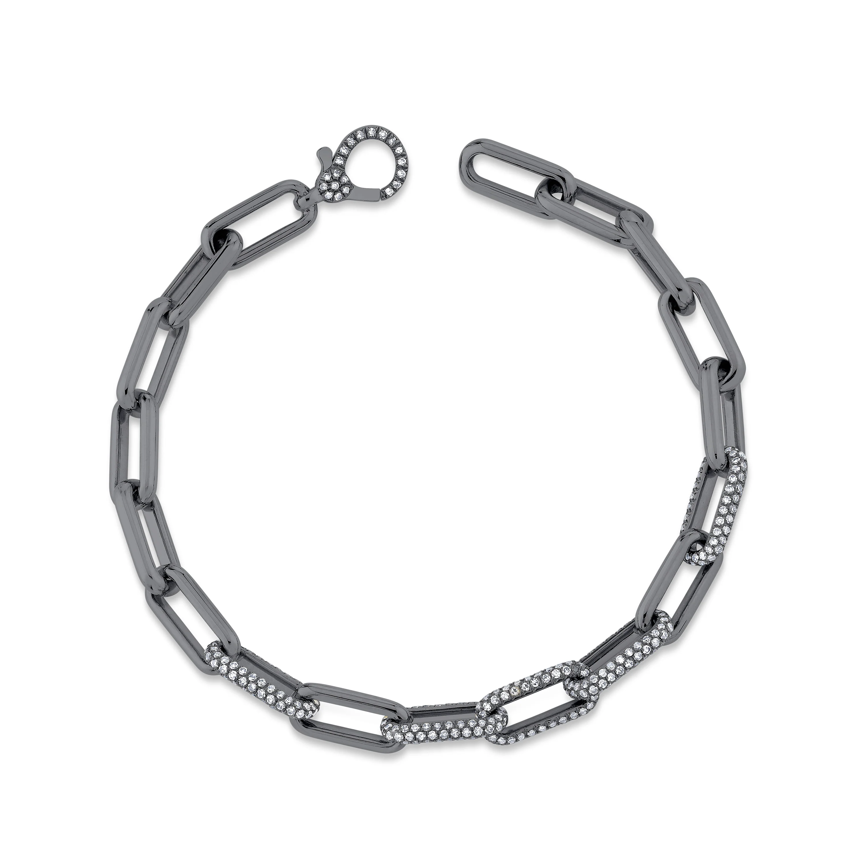 DIAMOND PARTIAL PAVE MINI CABLE LINK BRACELET - Image 5