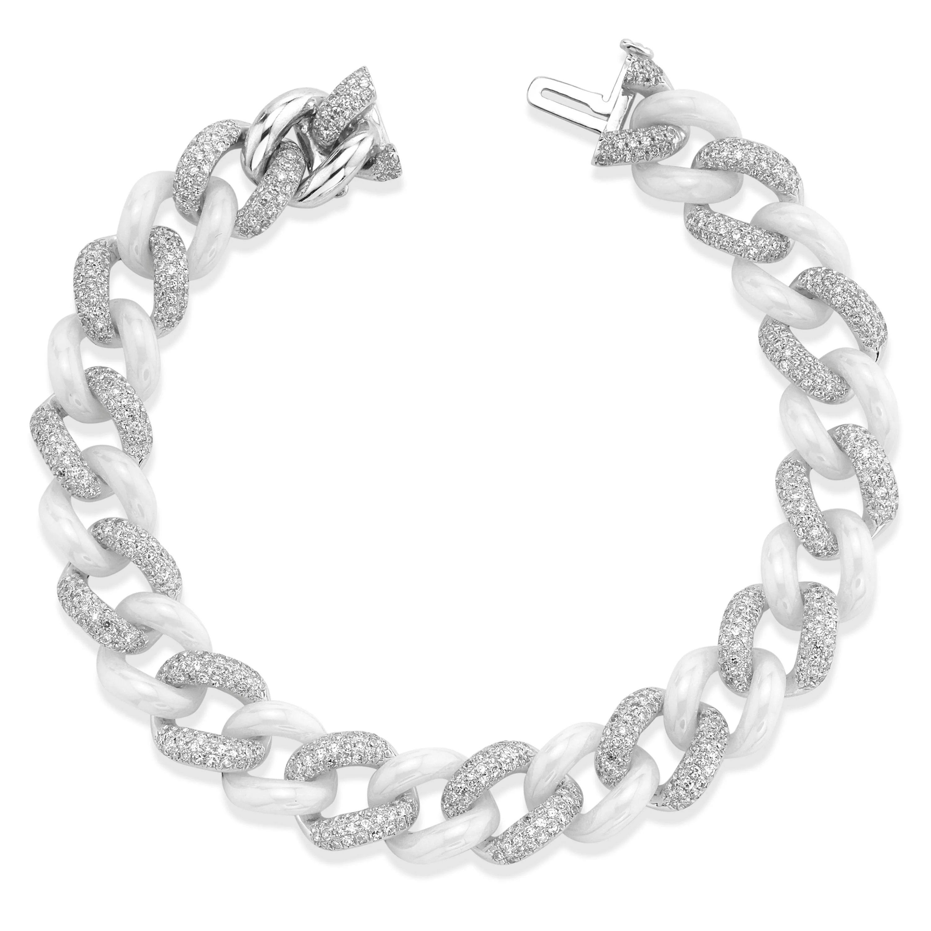 DIAMOND PAVE & WHITE CERAMIC ESSENTIAL LINK BRACELET - Image 3