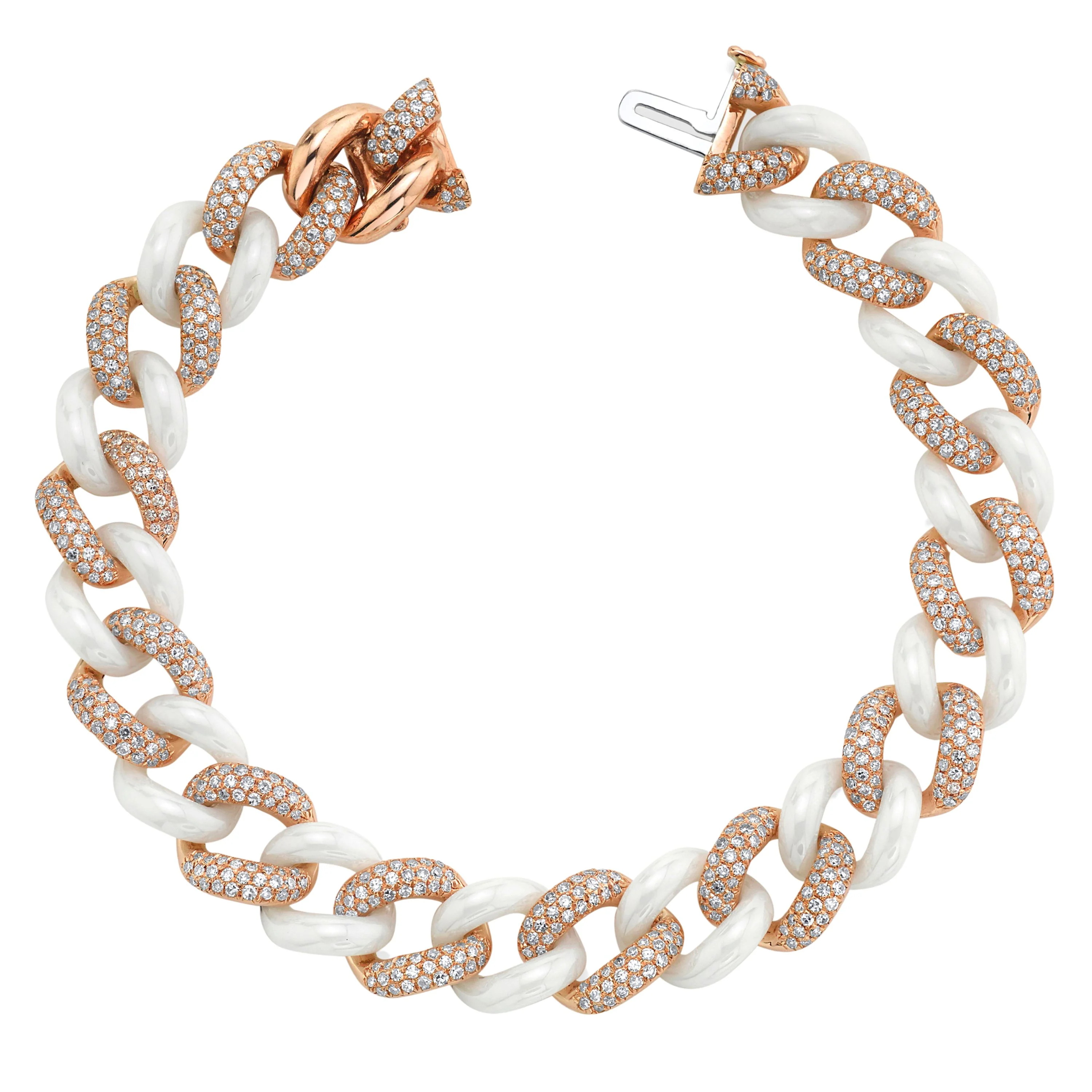 DIAMOND PAVE & WHITE CERAMIC ESSENTIAL LINK BRACELET - Image 4
