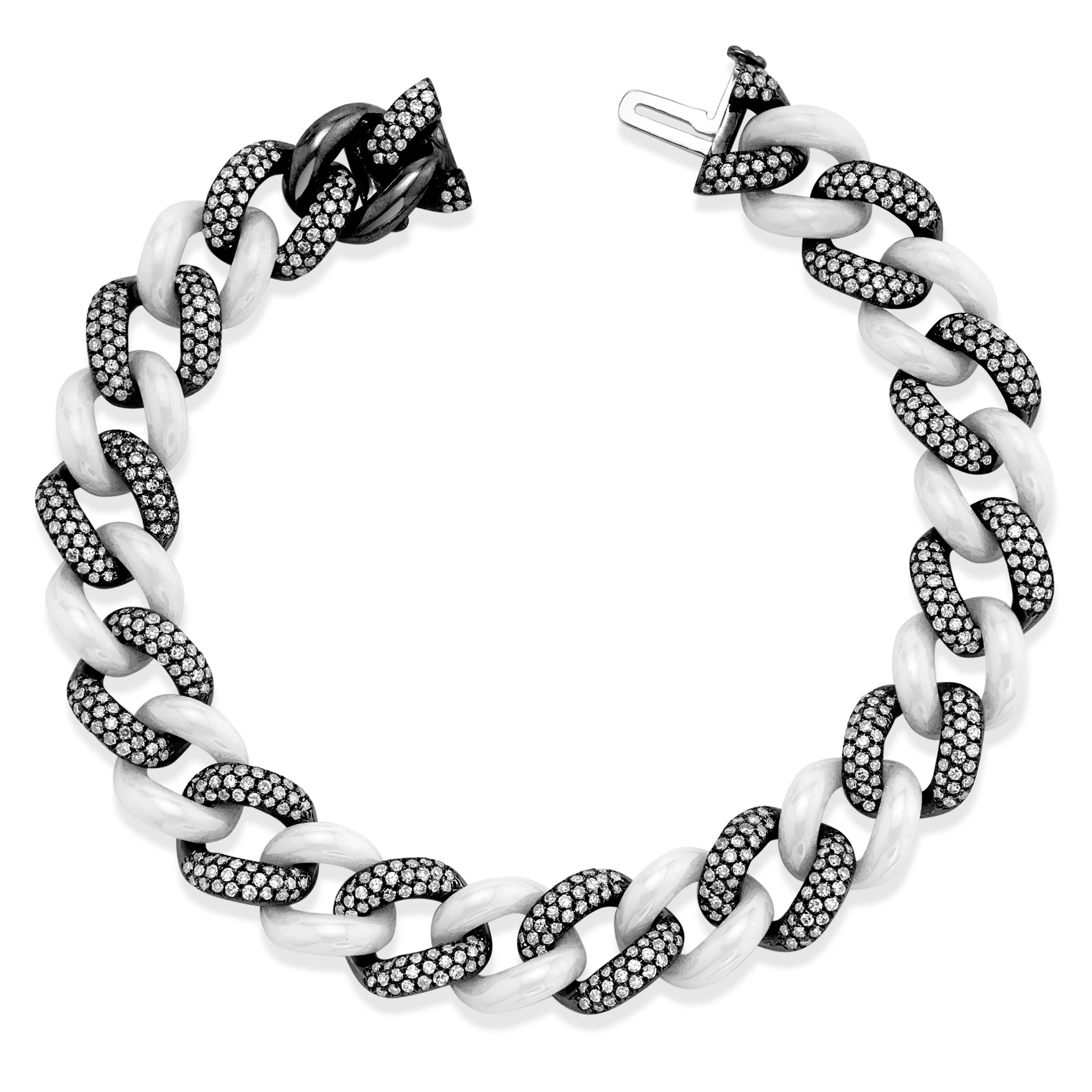DIAMOND PAVE & WHITE CERAMIC ESSENTIAL LINK BRACELET - Image 5