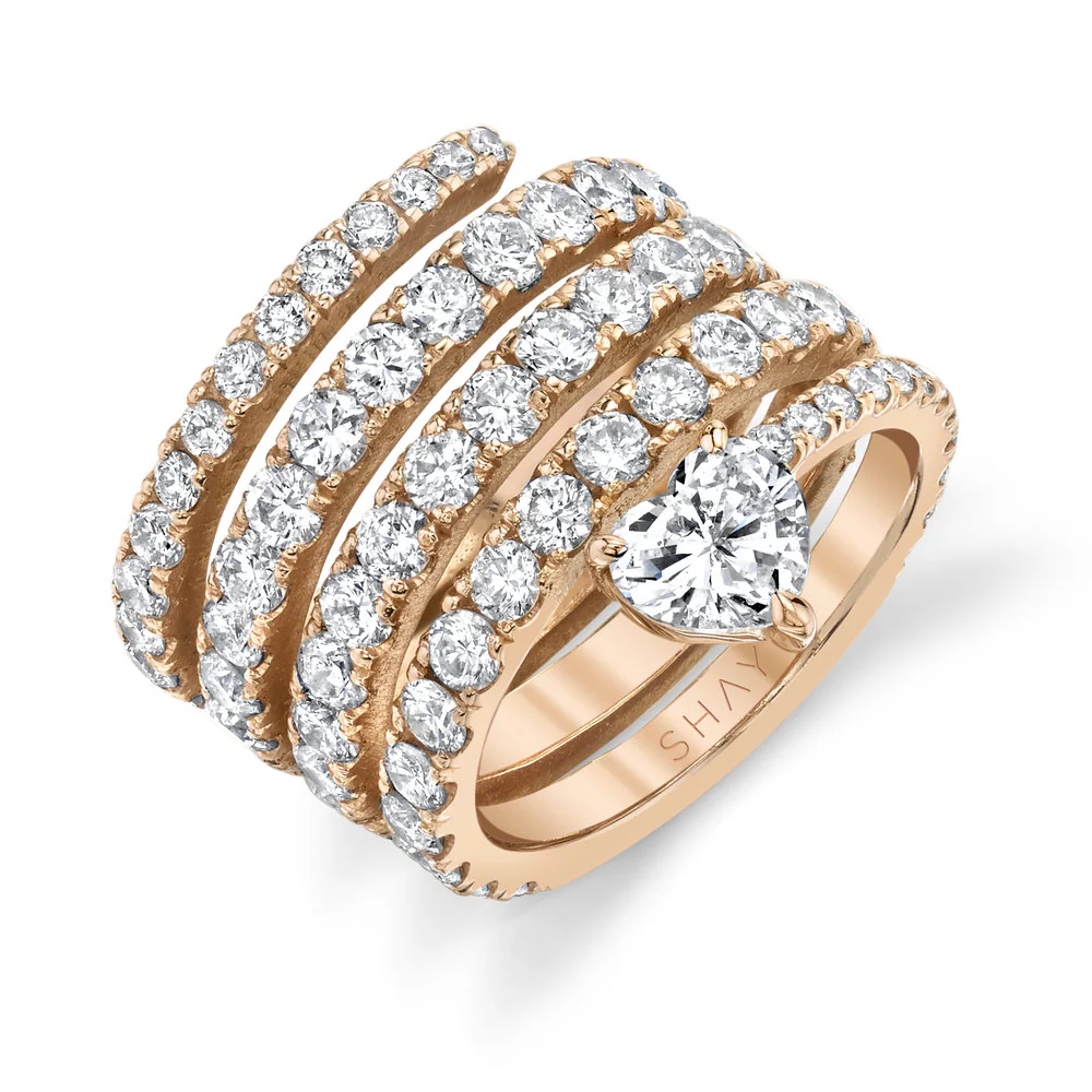 DIAMOND SPIRAL HEART PINKY RING - Image 4