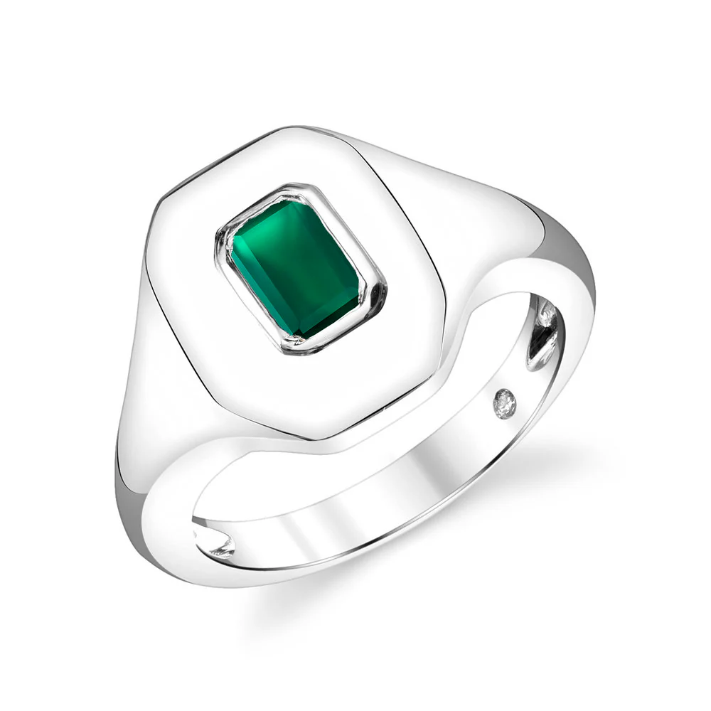 EMERALD BAGUETTE PINKY RING - Image 4
