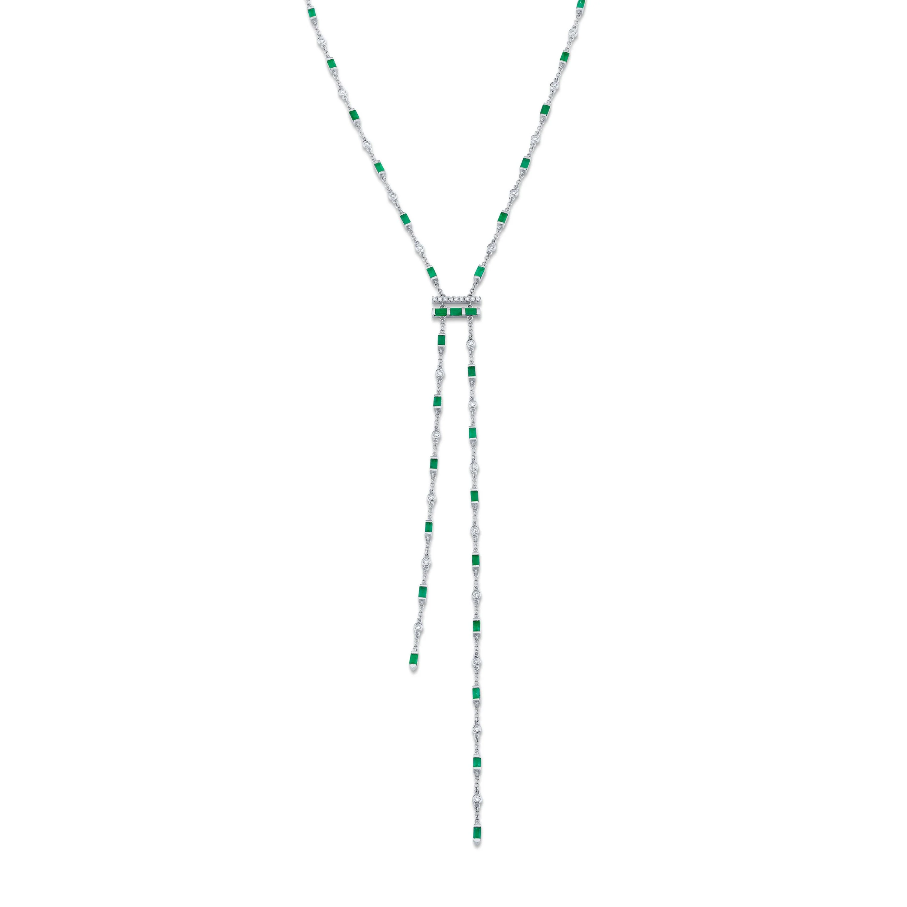 EMERALD & DIAMOND CASCADE Y NECKLACE - Image 4