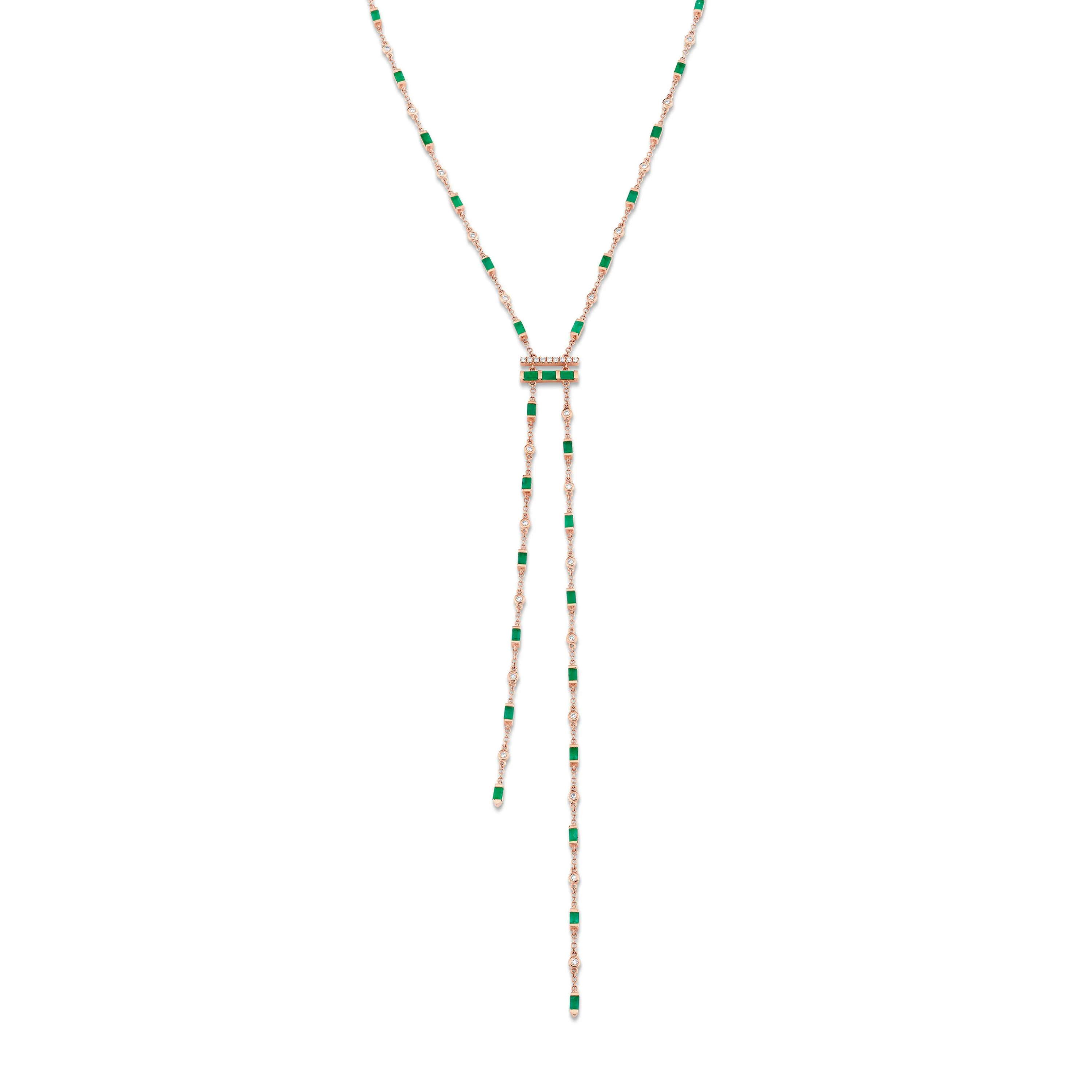 EMERALD & DIAMOND CASCADE Y NECKLACE - Image 6