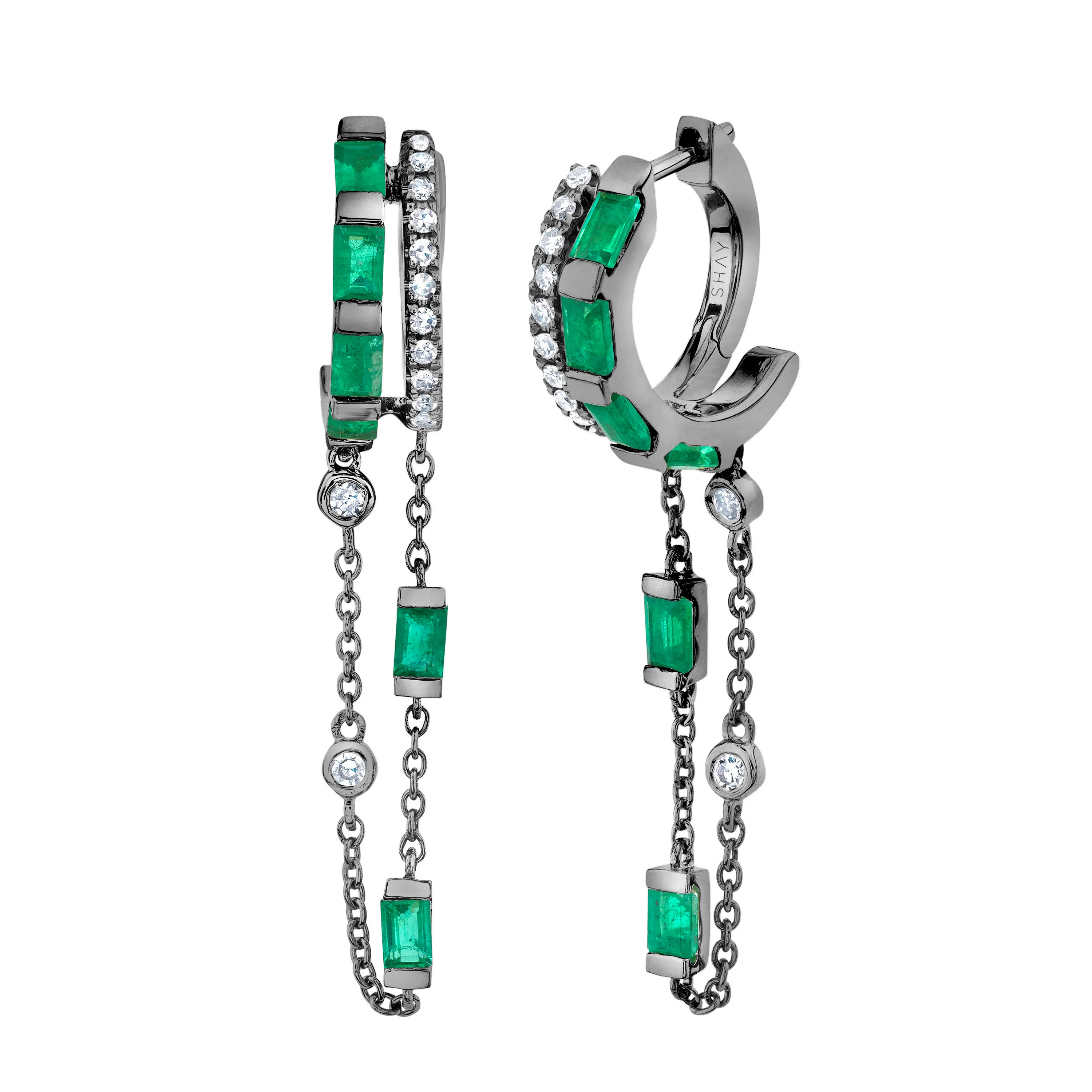 EMERALD & DIAMOND DOUBLE FRINGE HUGGIES - Image 5