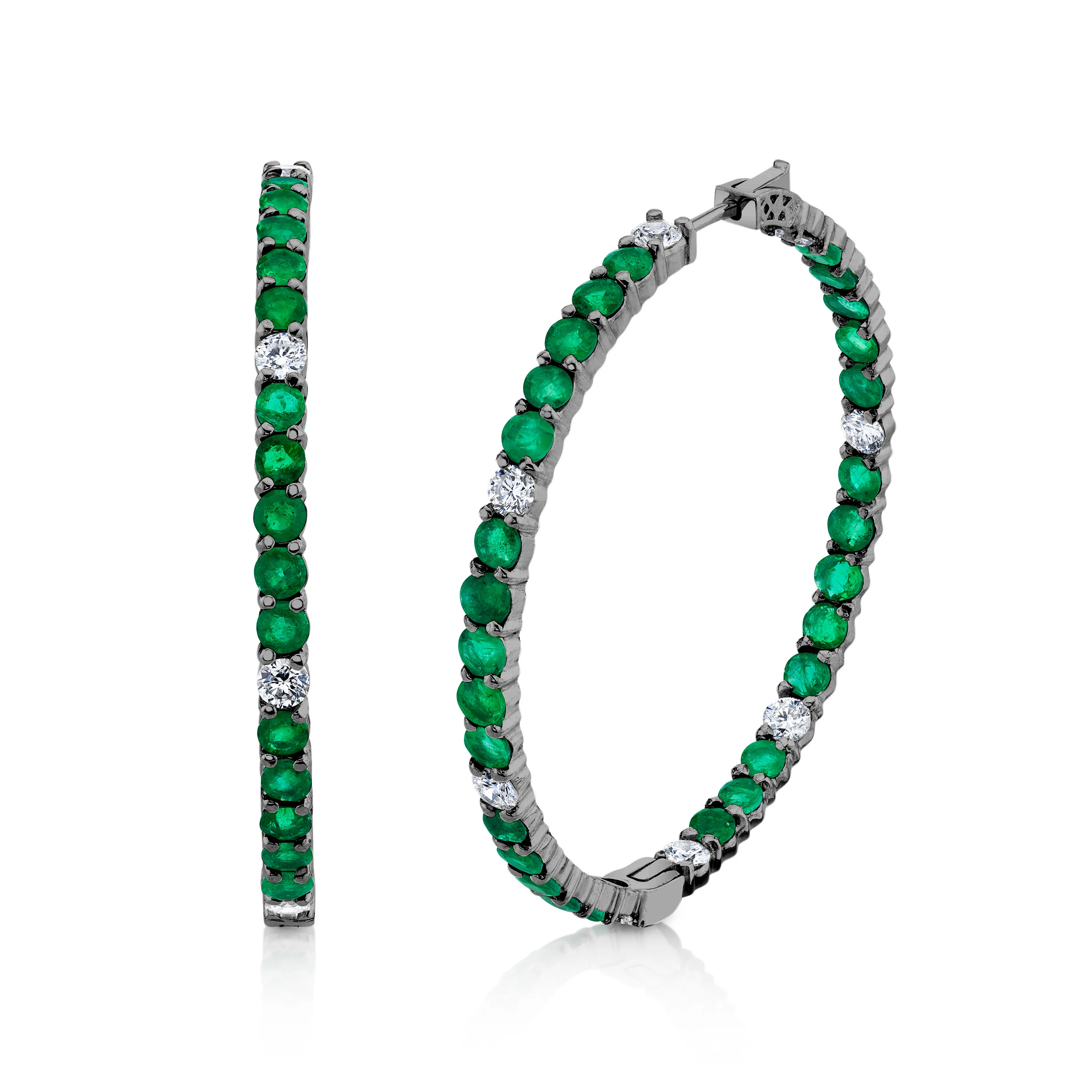 EMERALD & DIAMOND LARGE HOOPS - Image 5