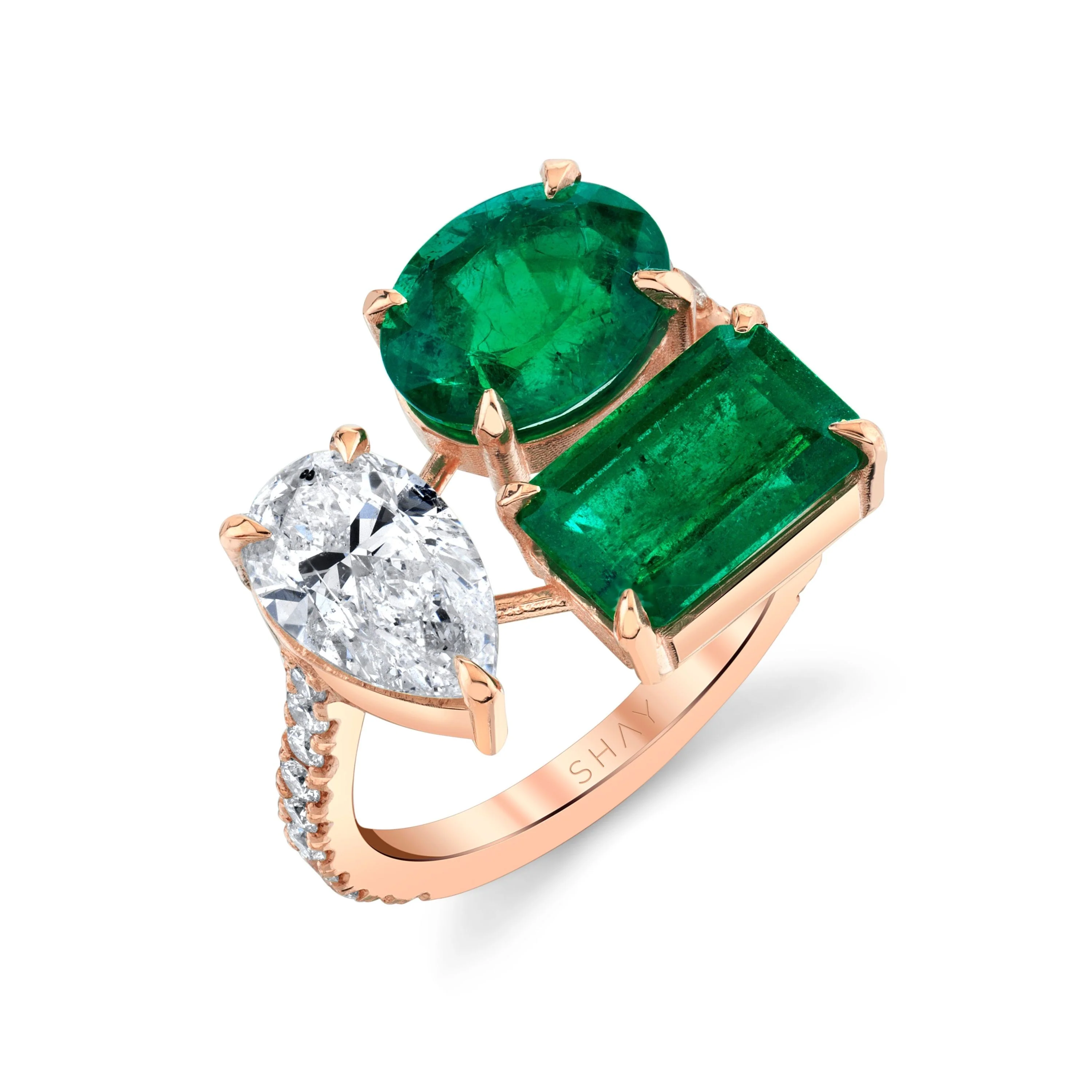 EMERALD & DIAMOND TRIPLE THREAT RING - Image 3