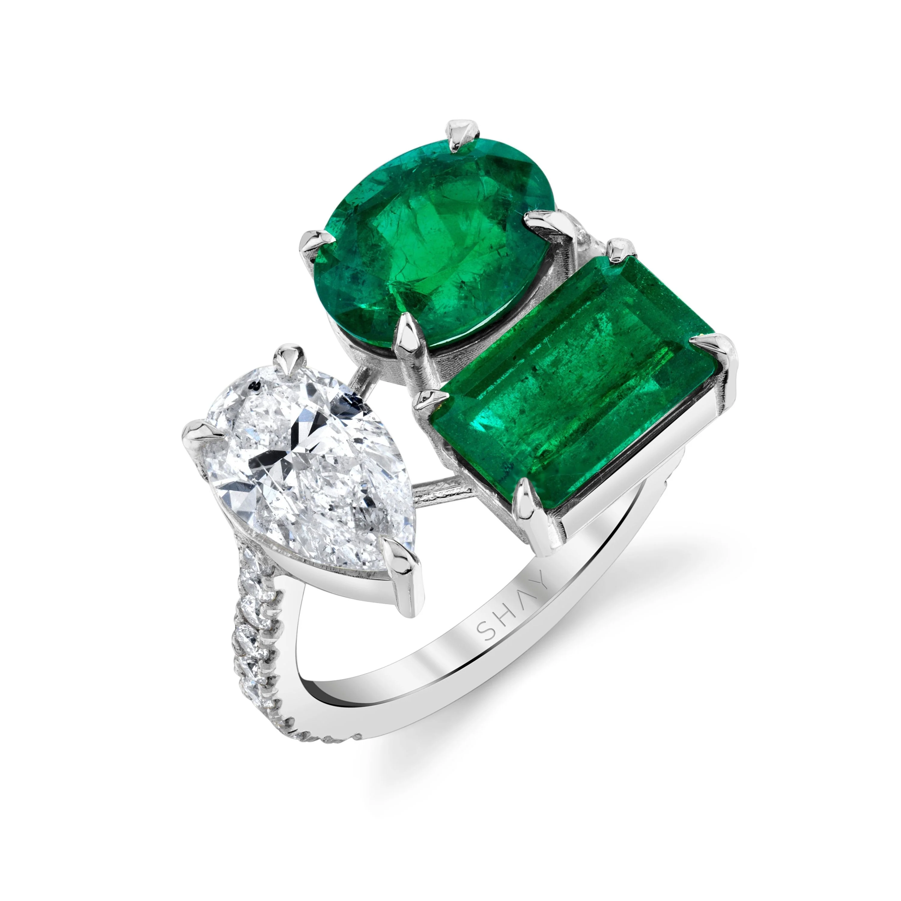 EMERALD & DIAMOND TRIPLE THREAT RING - Image 4
