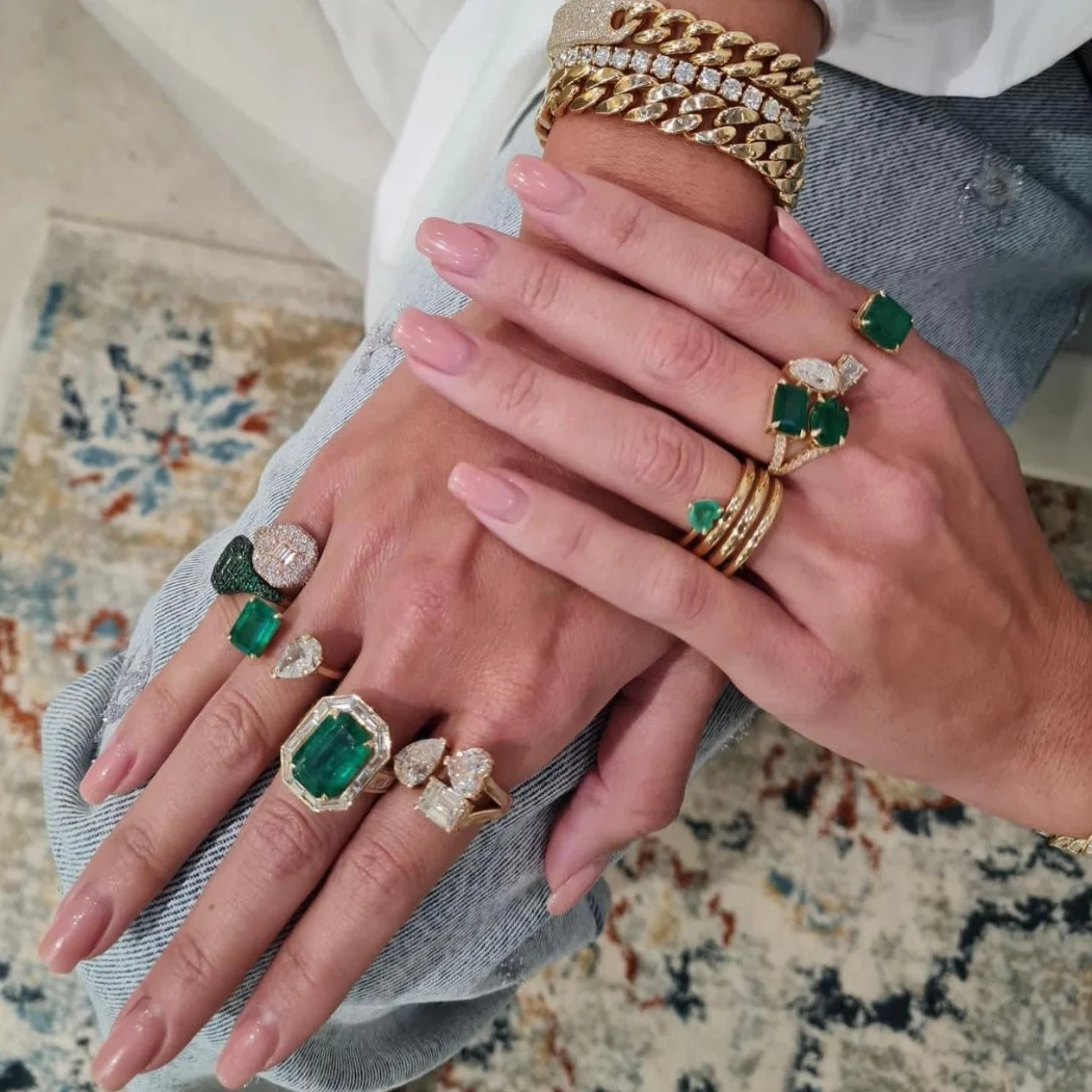 EMERALD & DIAMOND TRIPLE THREAT RING - Image 6