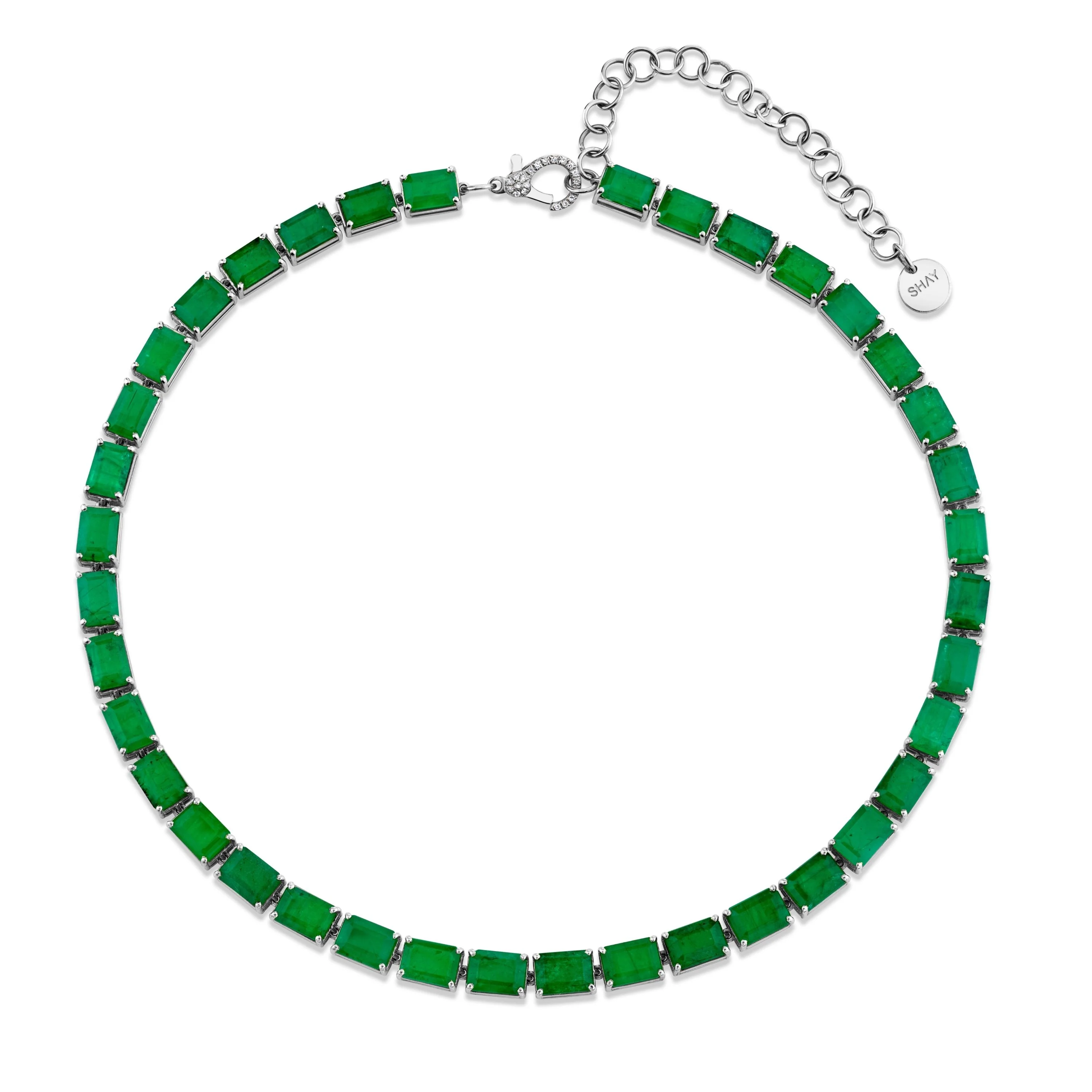 EMERALD EAST WEST TENNIS NECKLACE - Image 3